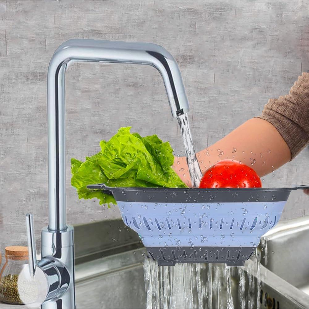 Juego de coladores plegables Fglmctsh 2 PCS silicona 27.4x21.8 cm