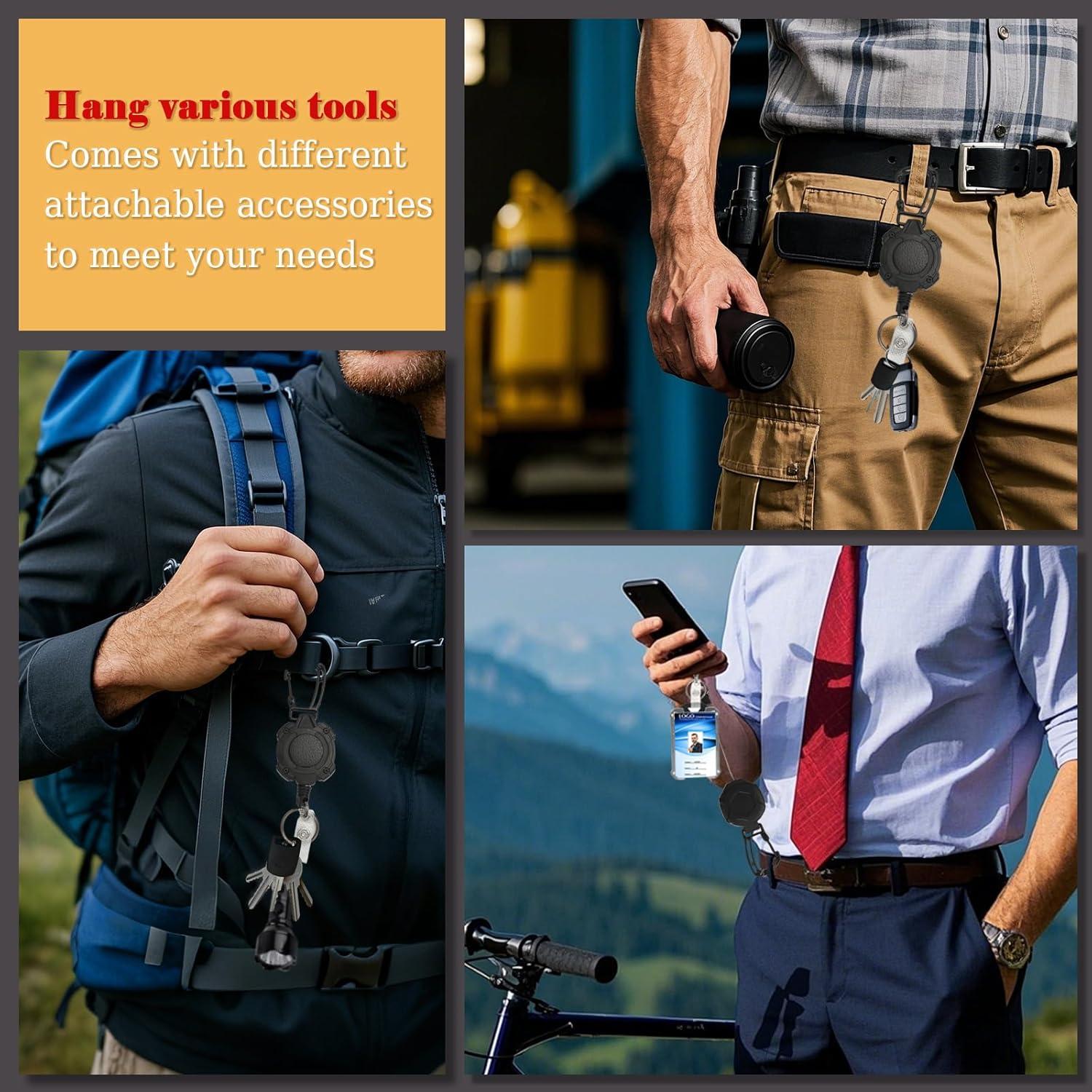 Portatarjetas retráctil L-Rover 7777 con clip y cordones - Negro