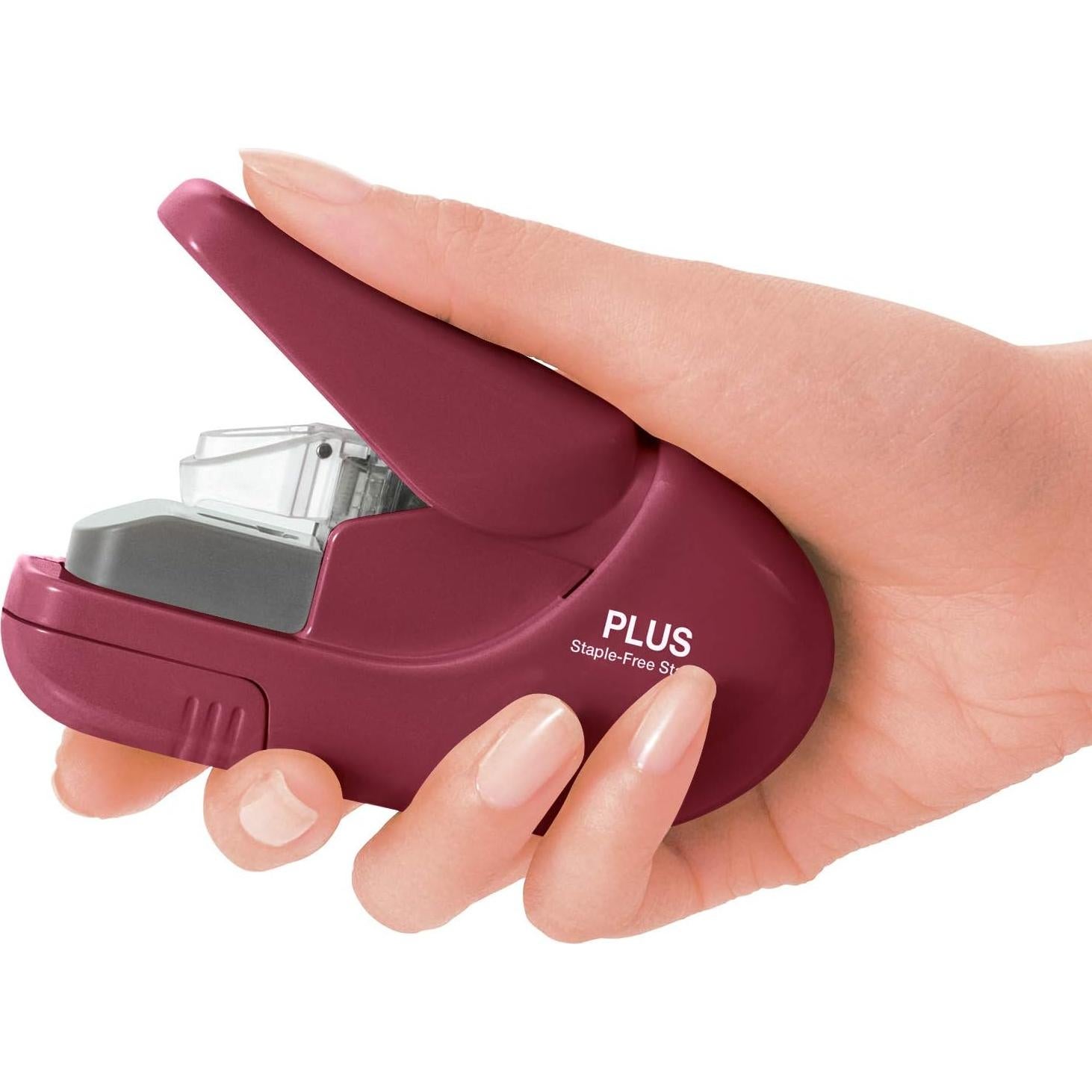 Grapadora Compacta Plus Paper Clinch Vino Burdeos 5 Hojas