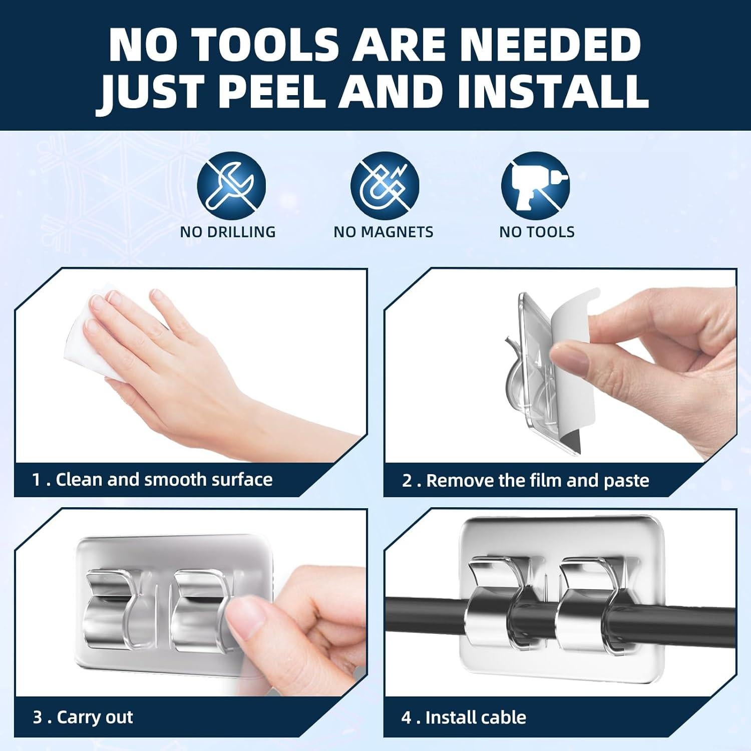 Ganchos Adhesivos para Cables IFLOH - 26 Piezas Resistentes
