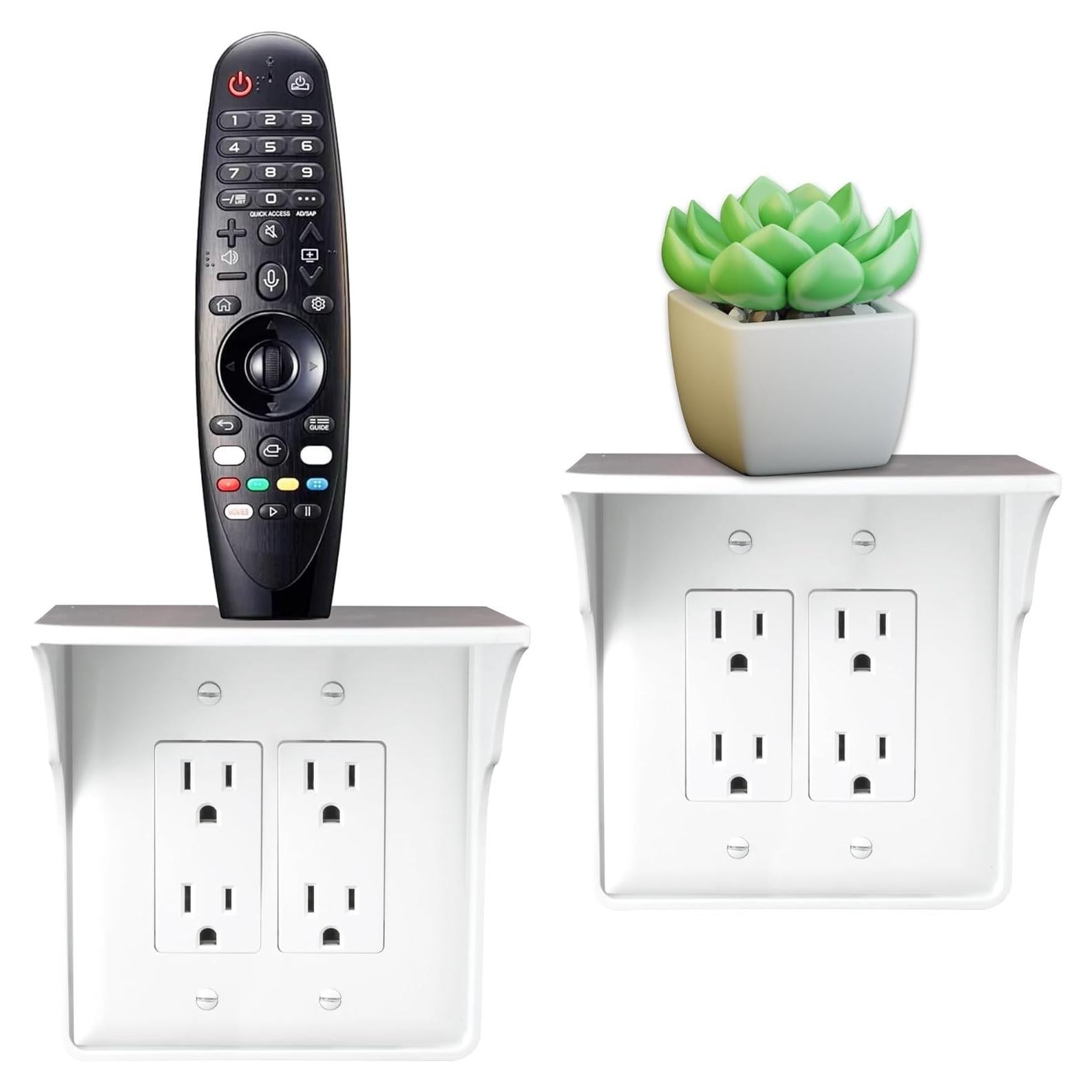 Estante de Enchufe Doble Storage Theory - Blanco, Paquete de 2