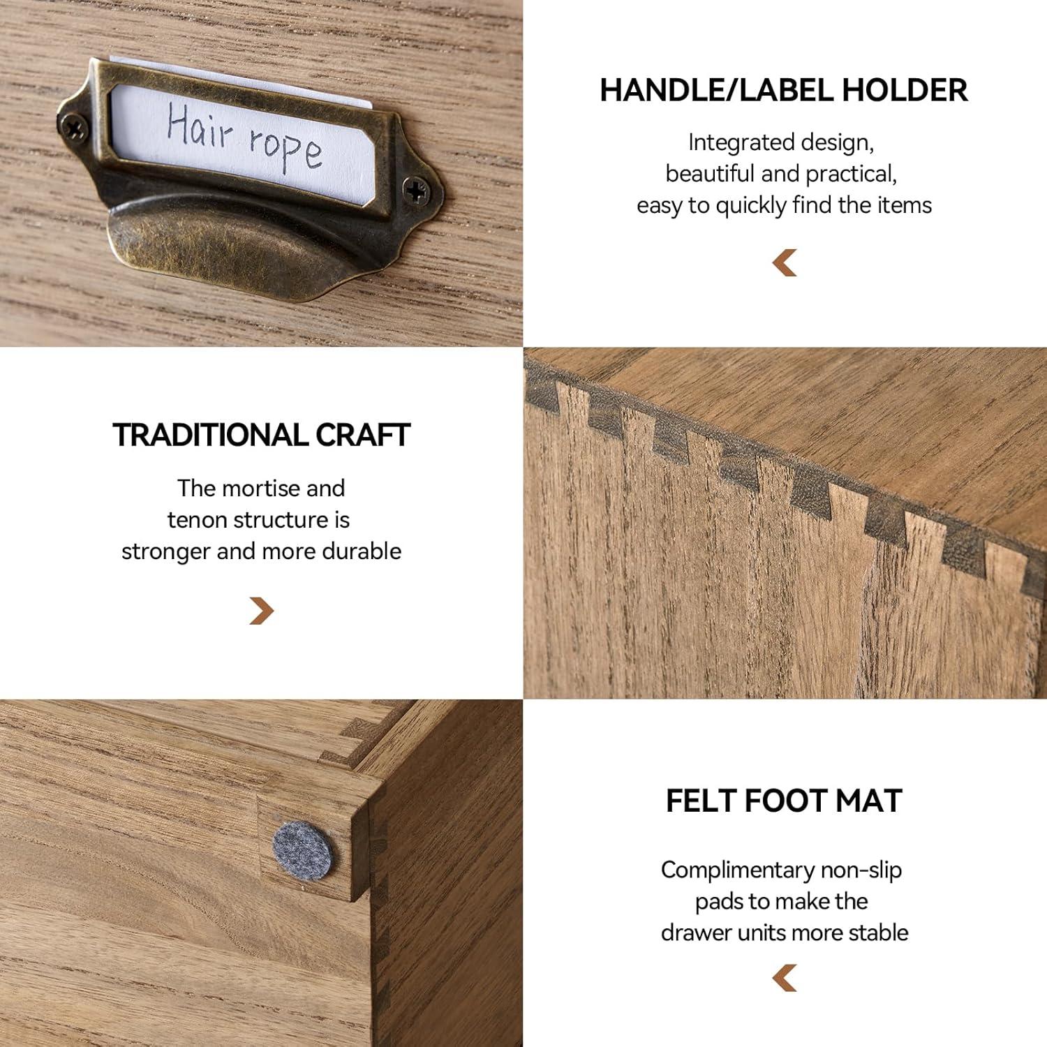 Organizador de Cajones de Madera KIRIGEN 6 Cajones Marrón Oscuro