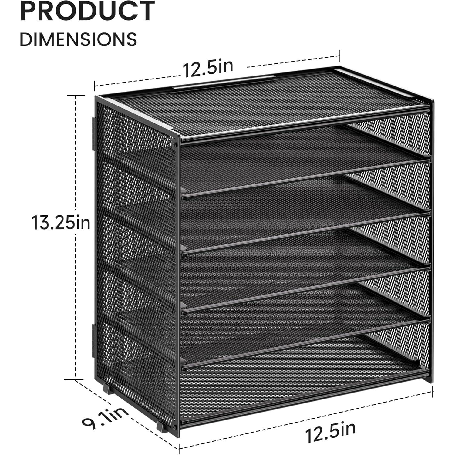 Organizador de Papel de Escritorio Biciyarn 6 Niveles Metal Negro