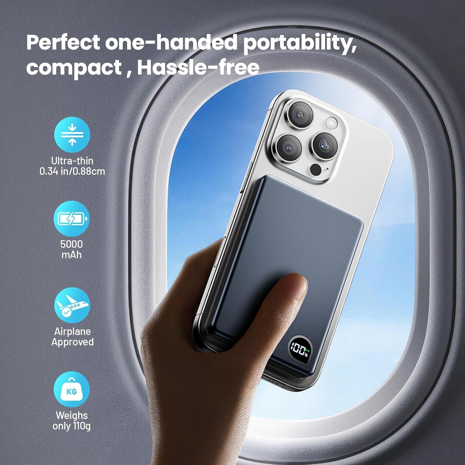 Cargador Portátil Magnético Zoklze 5000mAh USB-C Carga Rápida