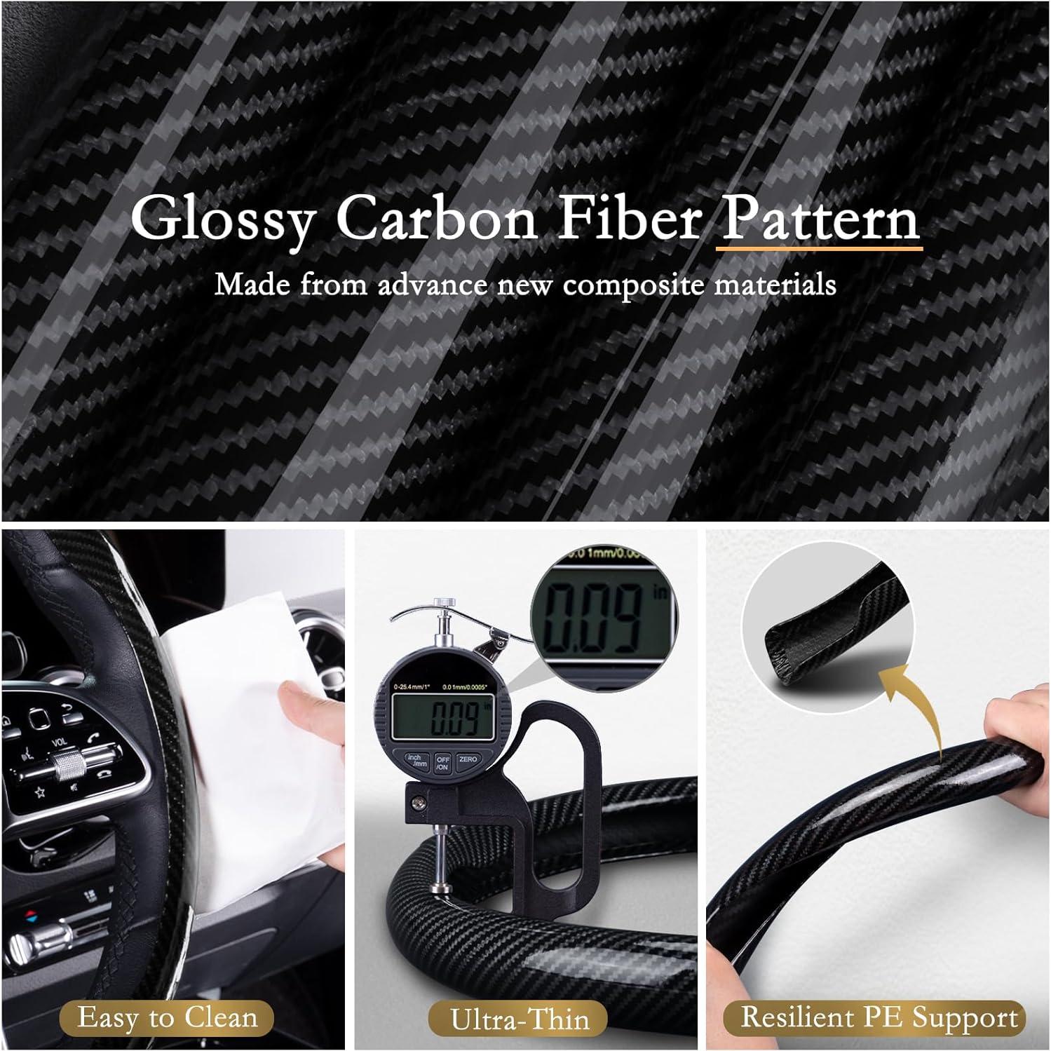 Cubierta de Volante de Coche Aimato Fibra de Carbono Negra 38 cm