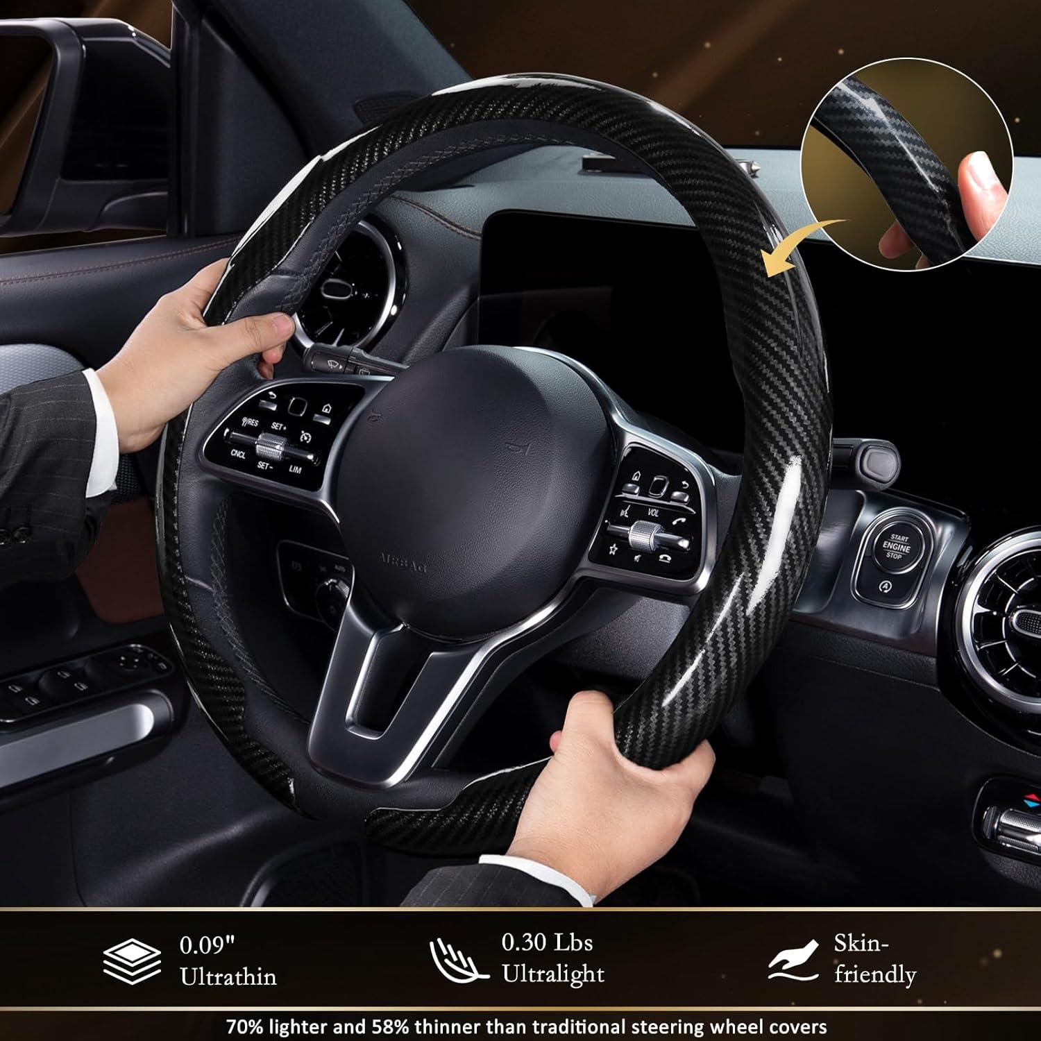 Cubierta de Volante de Coche Aimato Fibra de Carbono Negra 38 cm