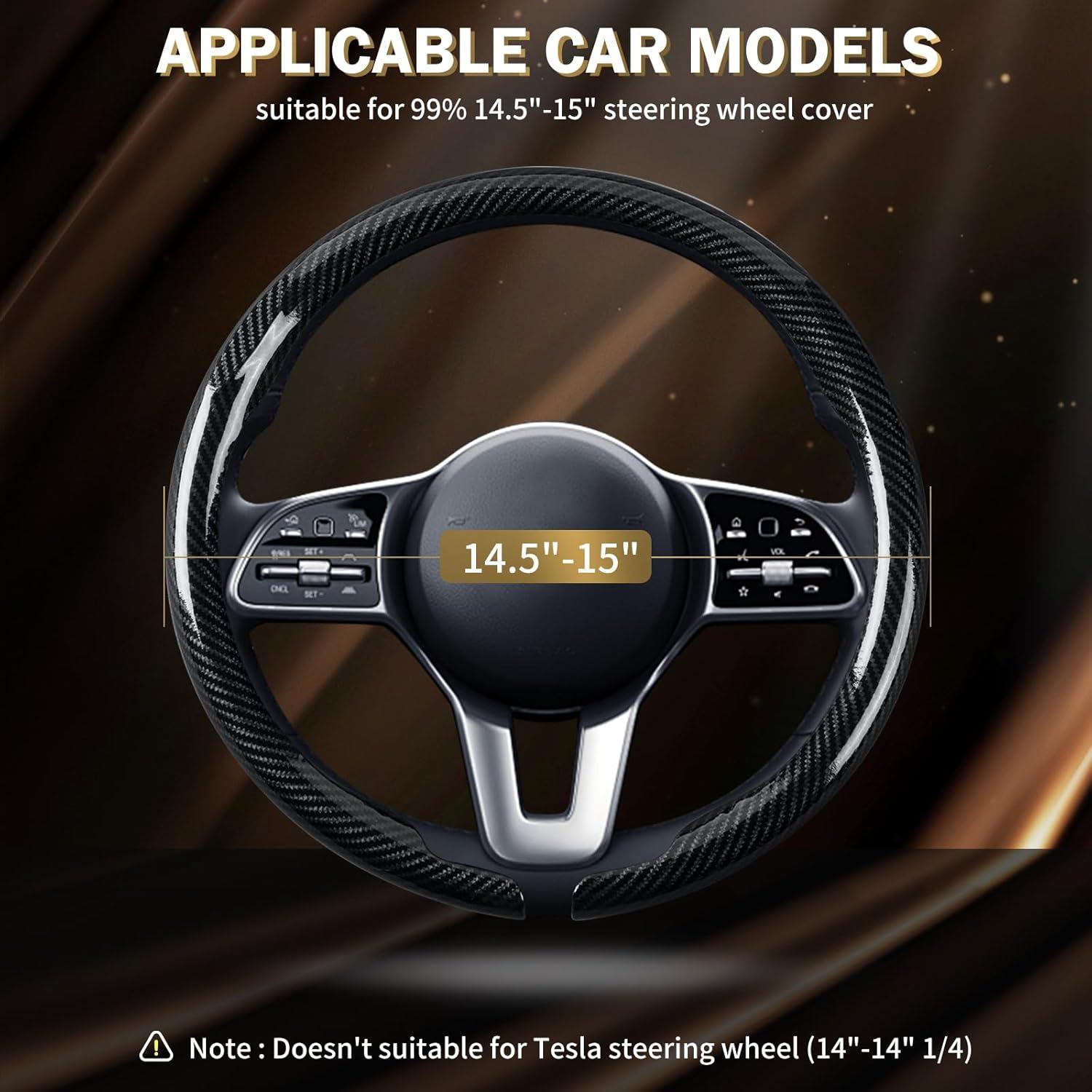 Cubierta de Volante de Coche Aimato Fibra de Carbono Negra 38 cm