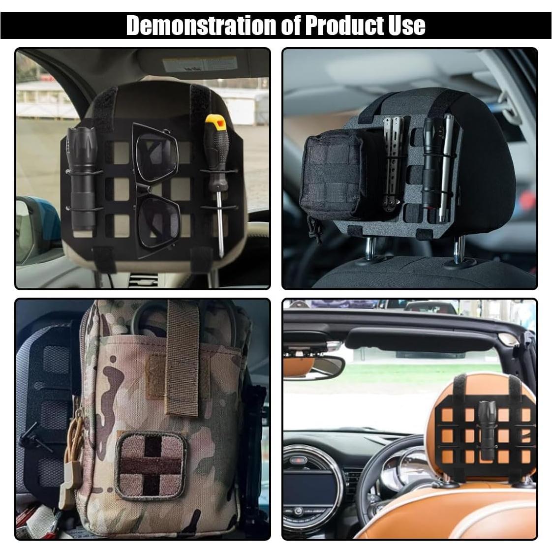 Organizador de Reposacabezas de Coche SMILFUY Panel MOLLE Negro