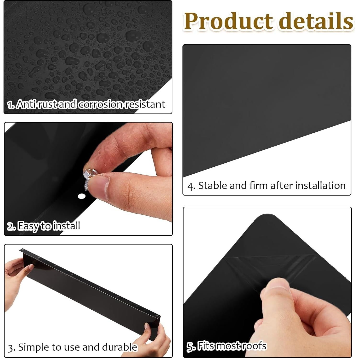 Protectores de Salpicaduras de Canalón Amylove 2 Pcs Negro