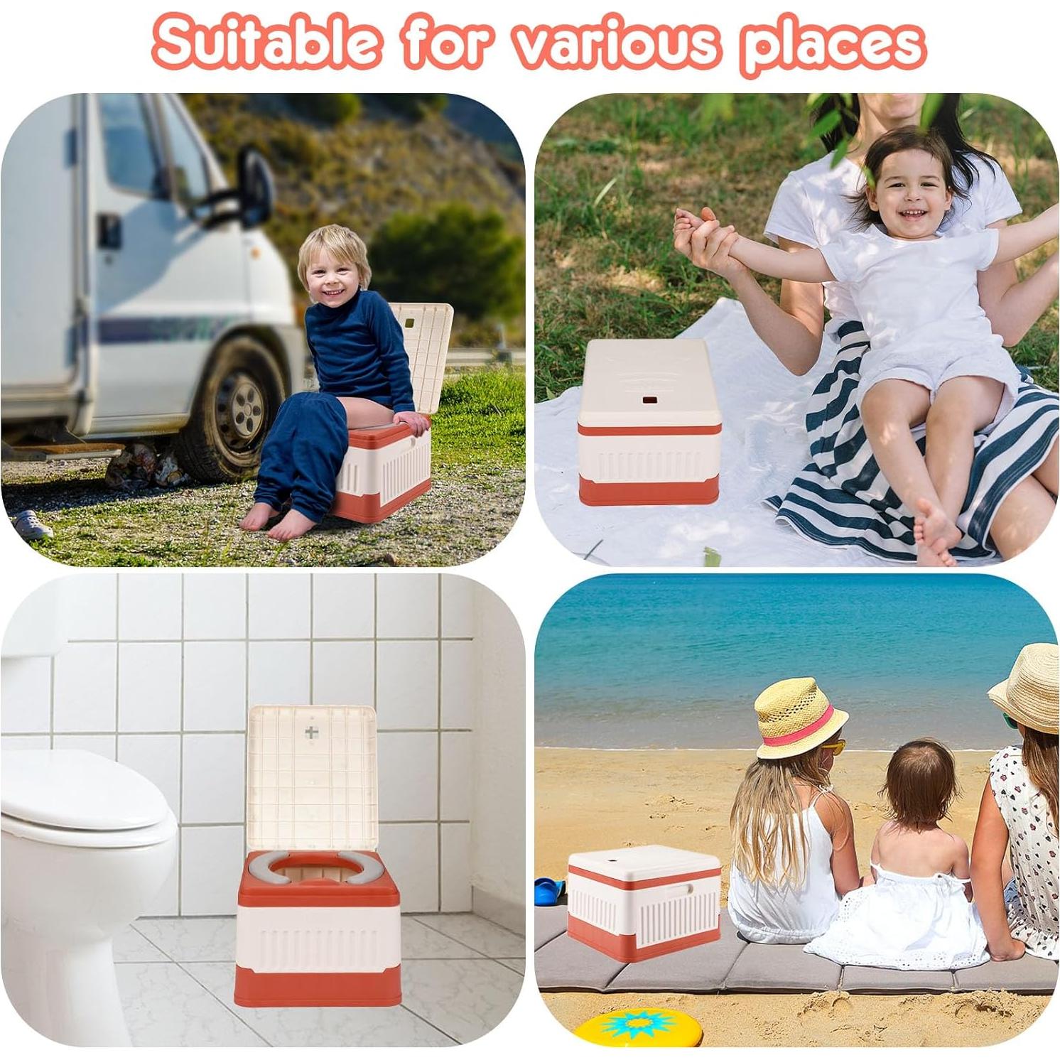 Asiento de Inodoro Portátil Wesketch Naranja Plegable 45 Bolsas