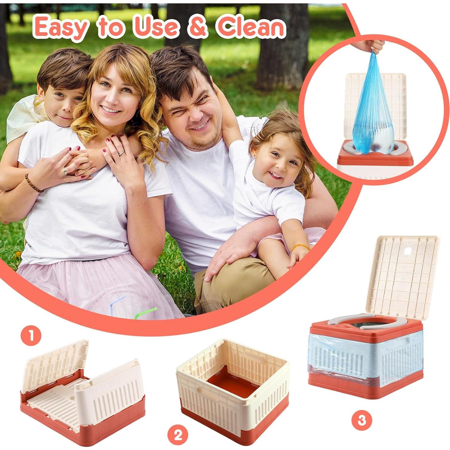 Asiento de Inodoro Portátil Wesketch Naranja Plegable 45 Bolsas