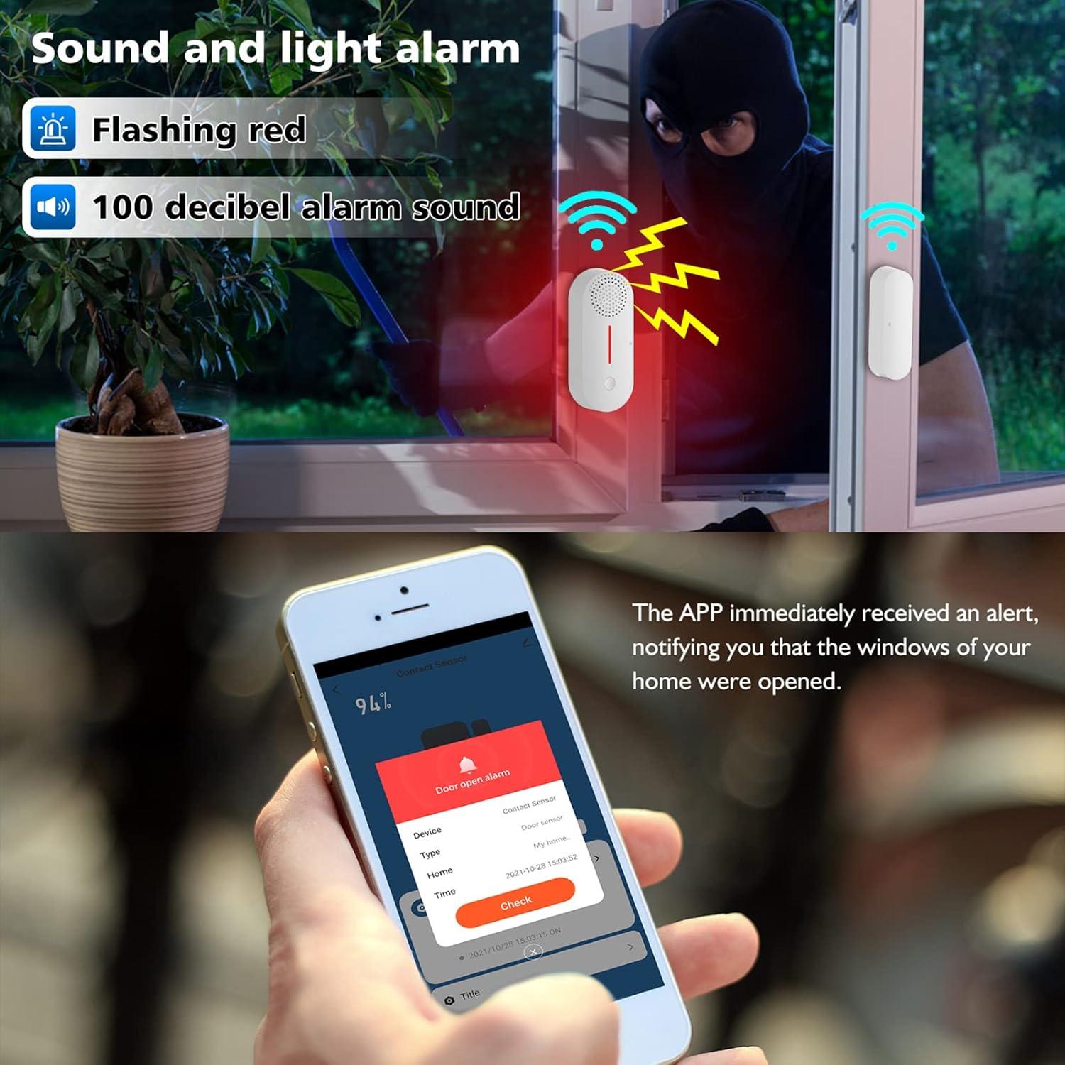 Sensor de Puerta Inteligente Zecamin WiFi con Alarma 80dB