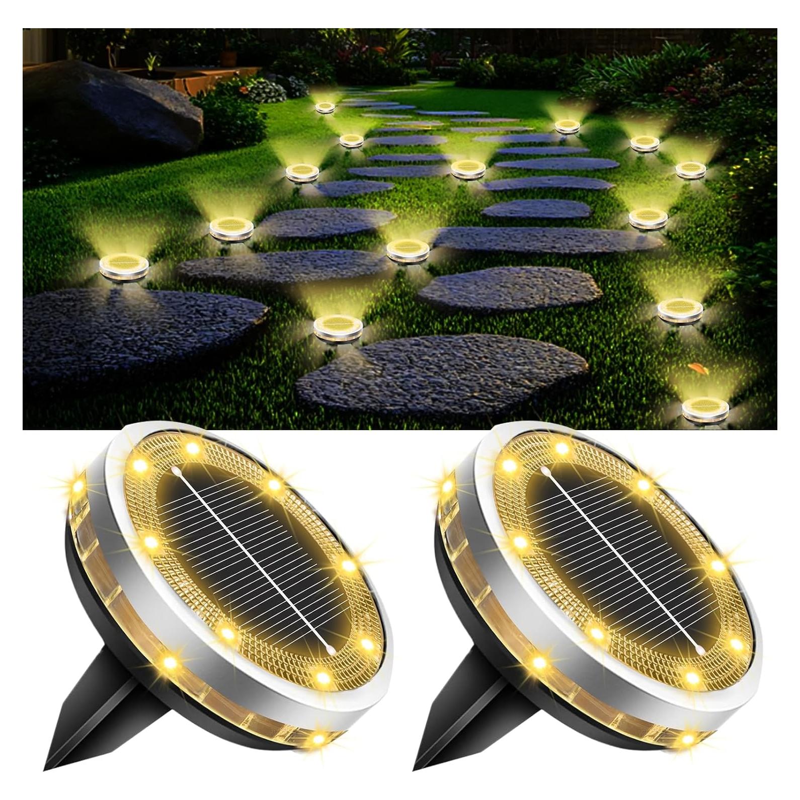 Luces Solares de Suelo SenLuKit Paquete de 2 IP65 Jardín