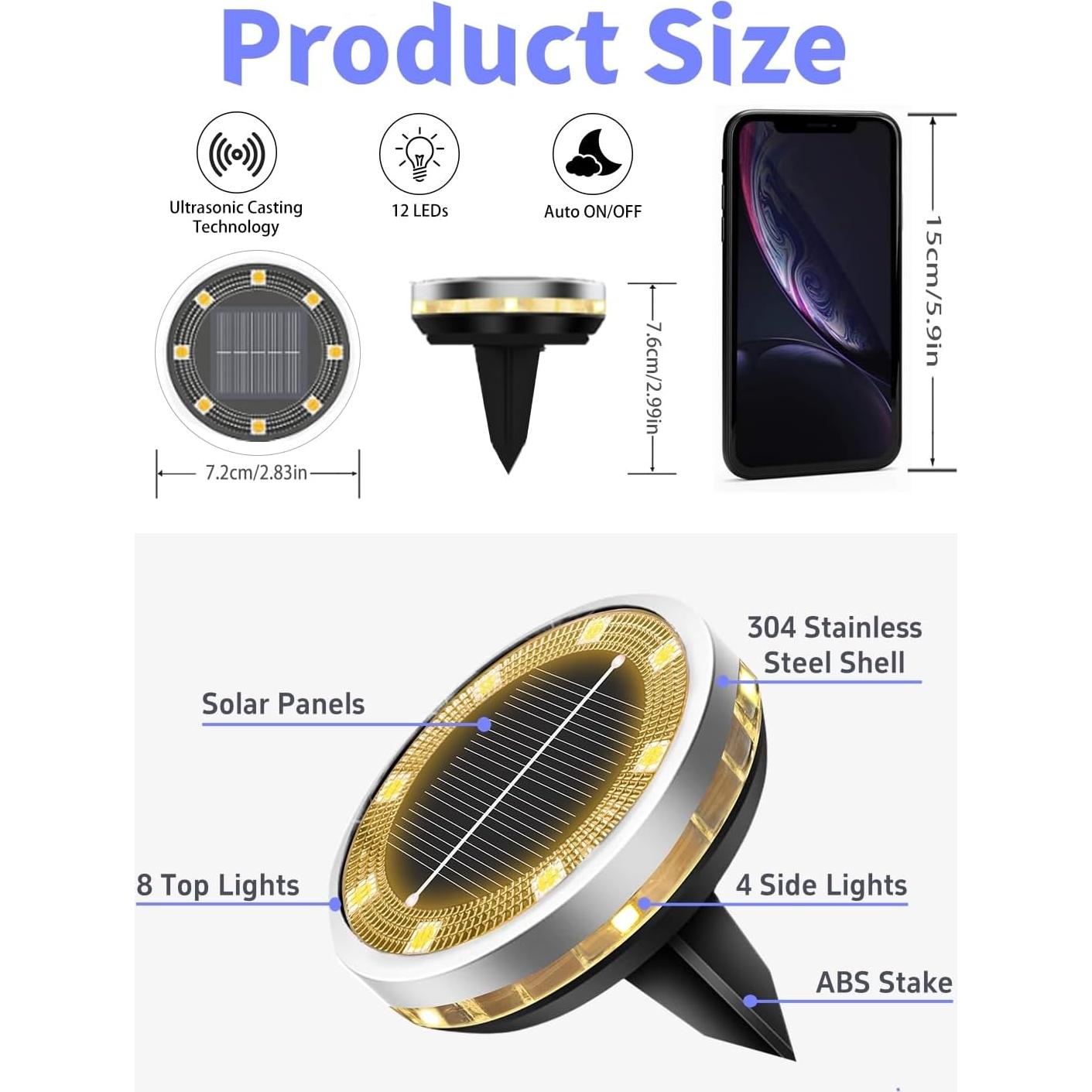 Luces Solares de Suelo SenLuKit Paquete de 2 IP65 Jardín