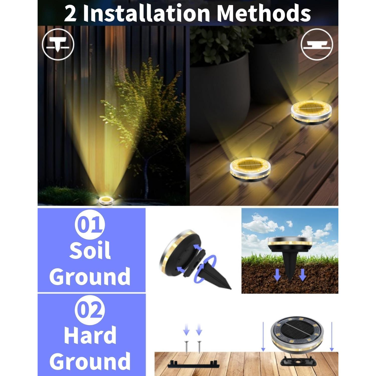 Luces Solares de Suelo SenLuKit Paquete de 2 IP65 Jardín