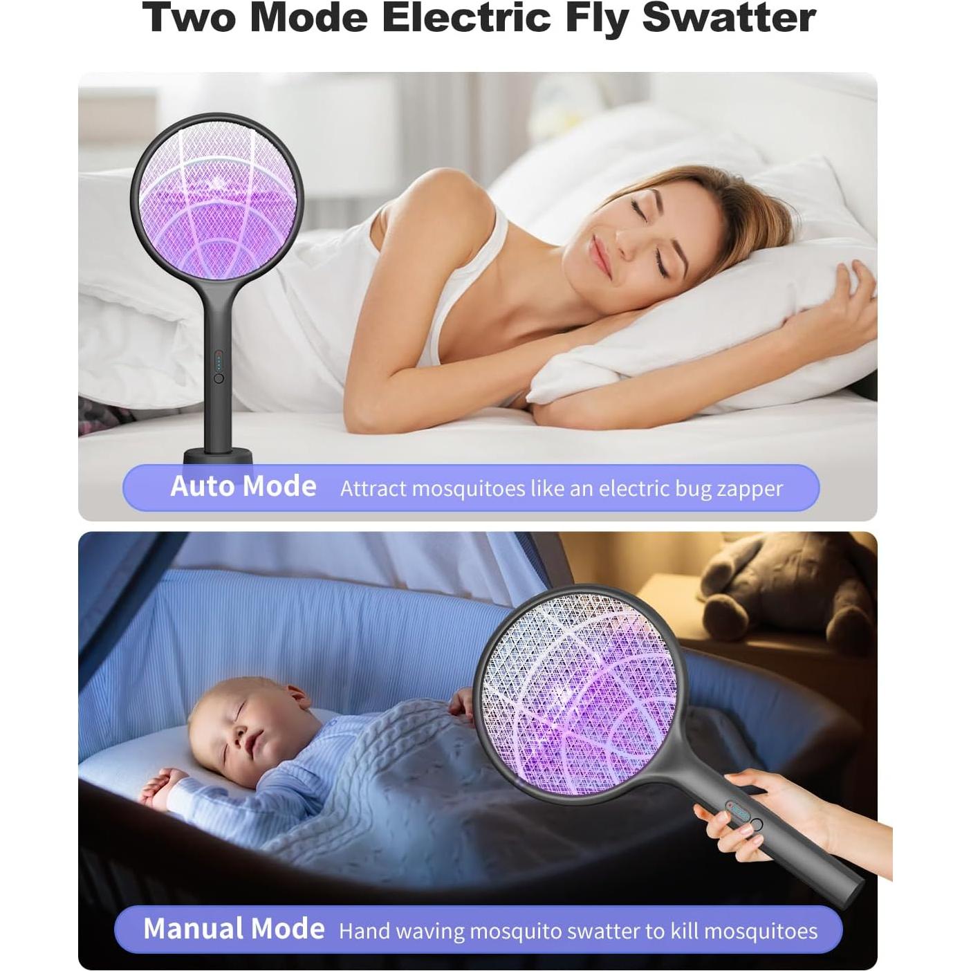 Raqueta Eléctrica DEEZEE 2Pack para Moscas 4000V Recargable