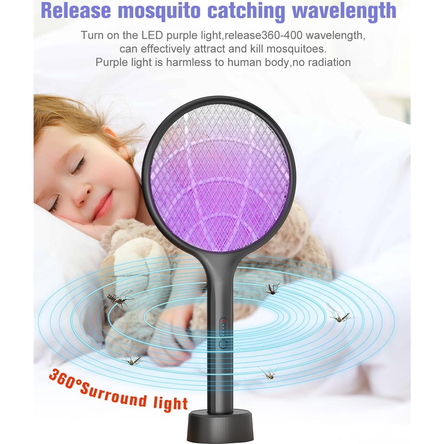 Raqueta Eléctrica DEEZEE 2Pack para Moscas 4000V Recargable