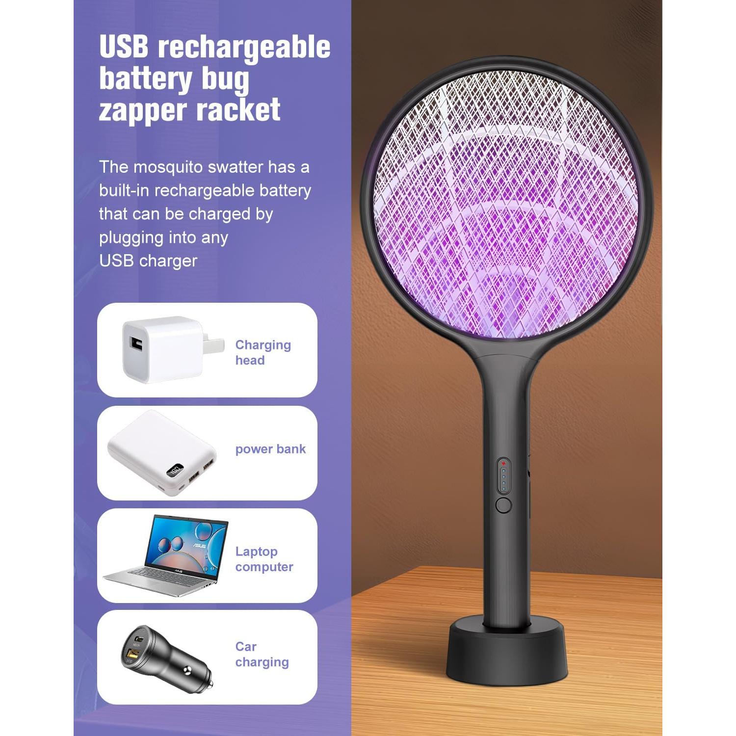 Raqueta Eléctrica DEEZEE 2Pack para Moscas 4000V Recargable