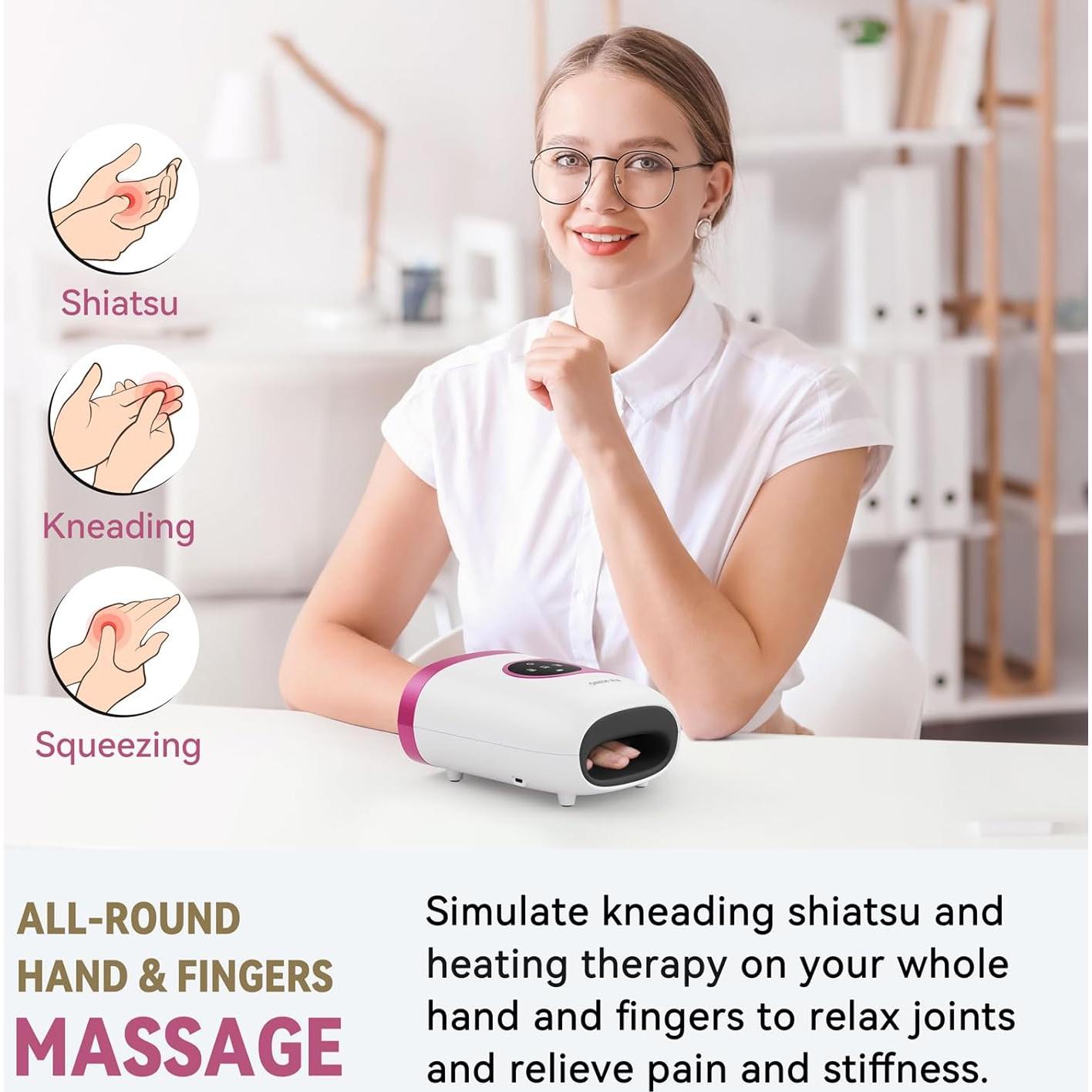 Masajeador de Manos FIT KING Inalámbrico Rosa con Calor