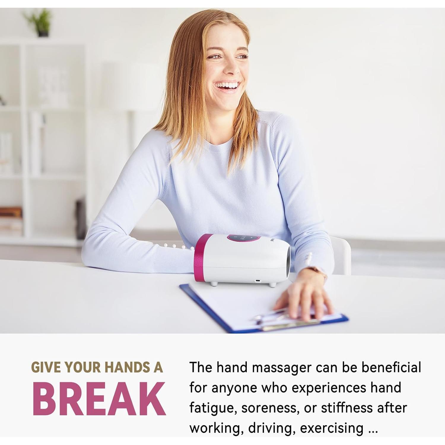 Masajeador de Manos FIT KING Inalámbrico Rosa con Calor