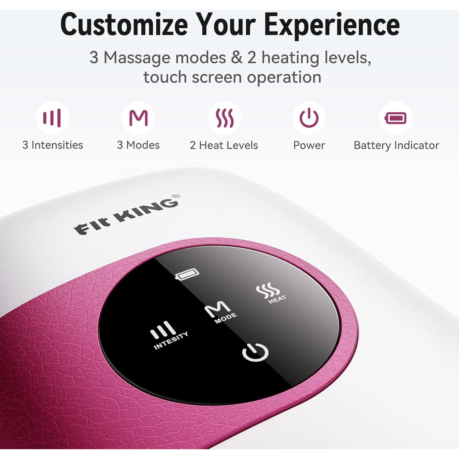 Masajeador de Manos FIT KING Inalámbrico Rosa con Calor