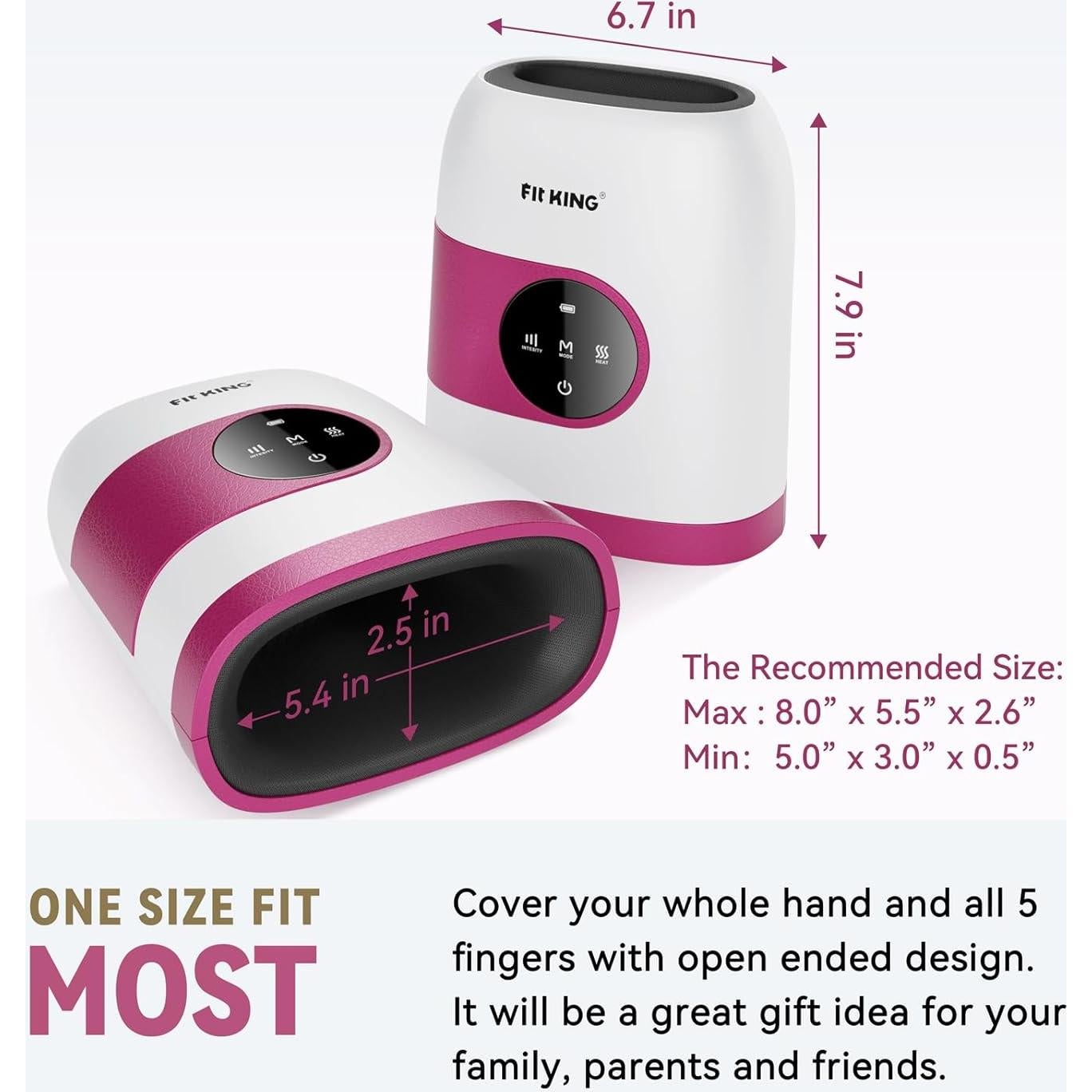 Masajeador de Manos FIT KING Inalámbrico Rosa con Calor