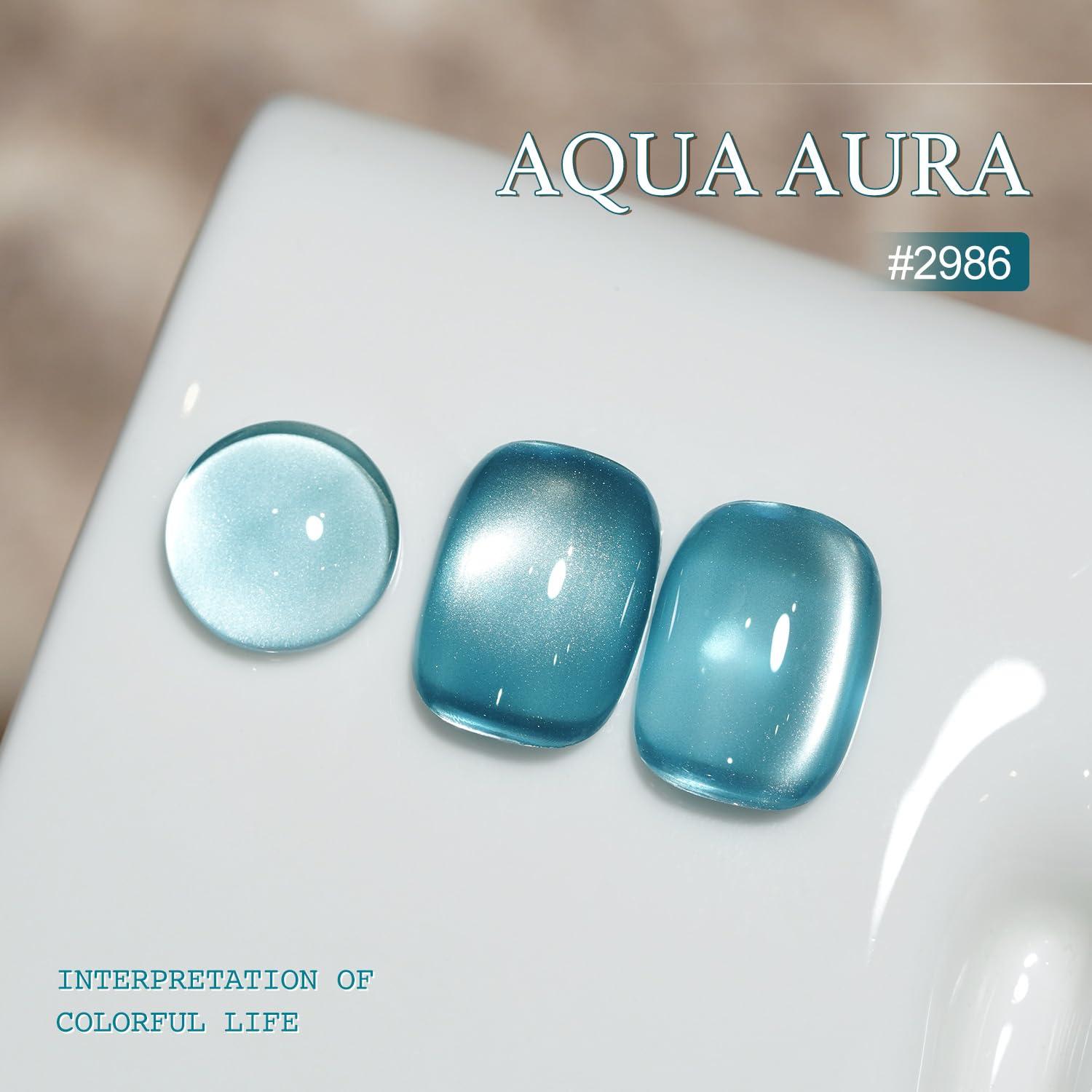 Gel de Uñas Holográfico GAOY 16ml Ojo de Gato Aura Acuática