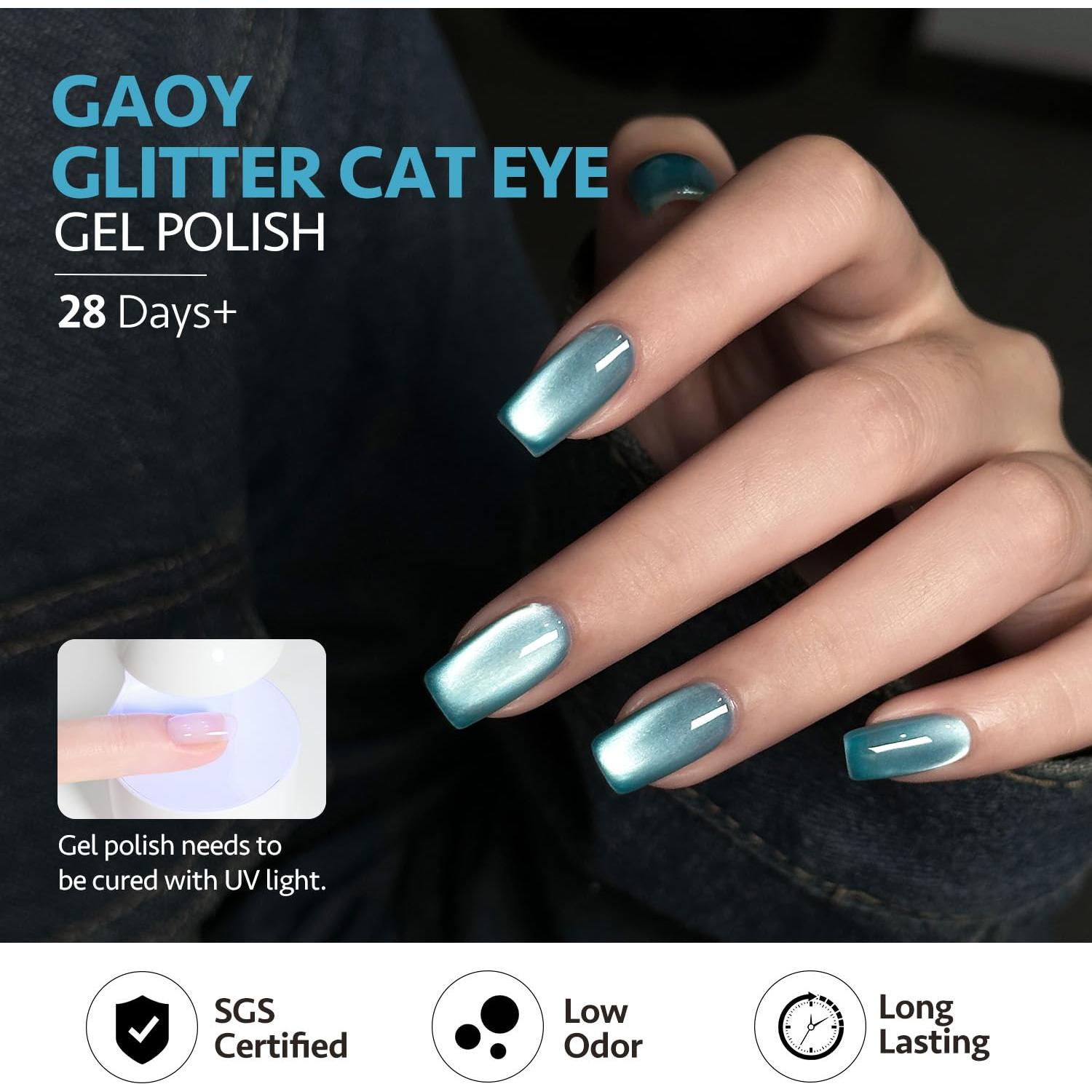 Gel de Uñas Holográfico GAOY 16ml Ojo de Gato Aura Acuática