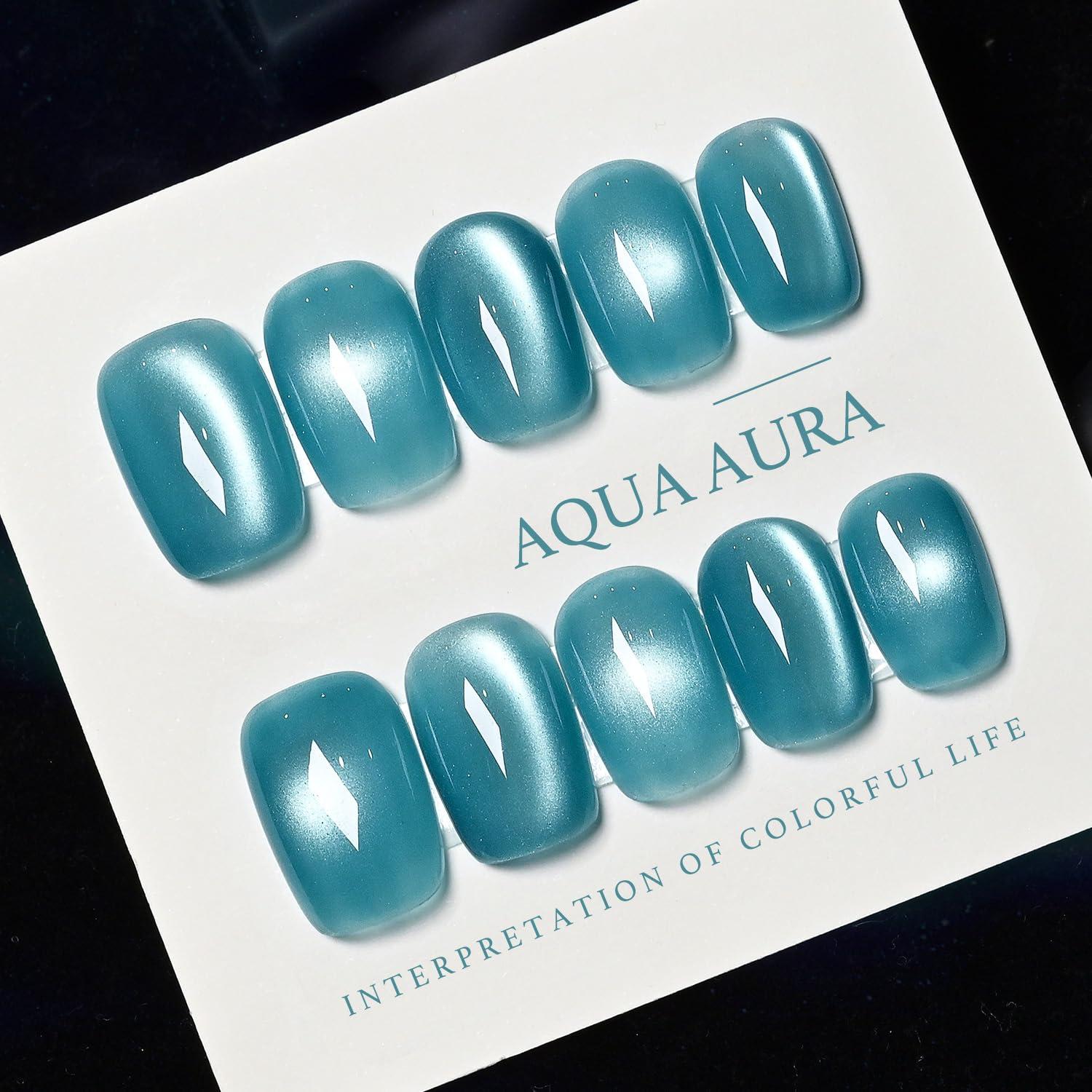 Gel de Uñas Holográfico GAOY 16ml Ojo de Gato Aura Acuática