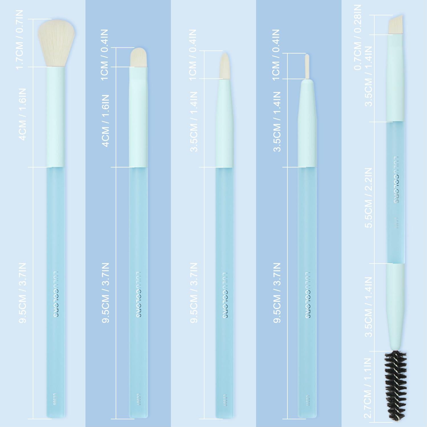 Juego de Pinceles para Ojos LULUCOLORS 5 Piezas Azul