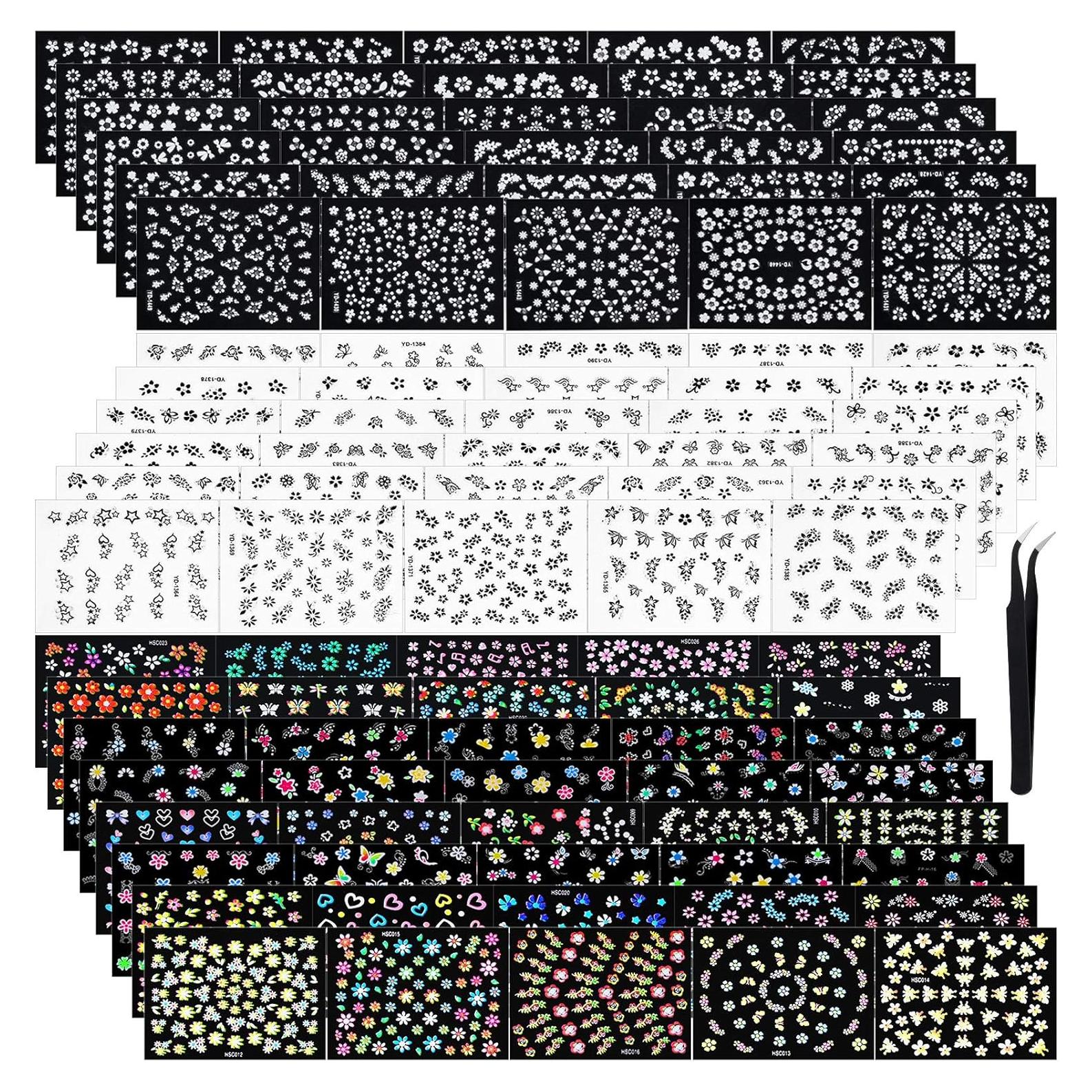 Calcomanías de Uñas 3D Blulu 5000 Pcs Flores Multicolor