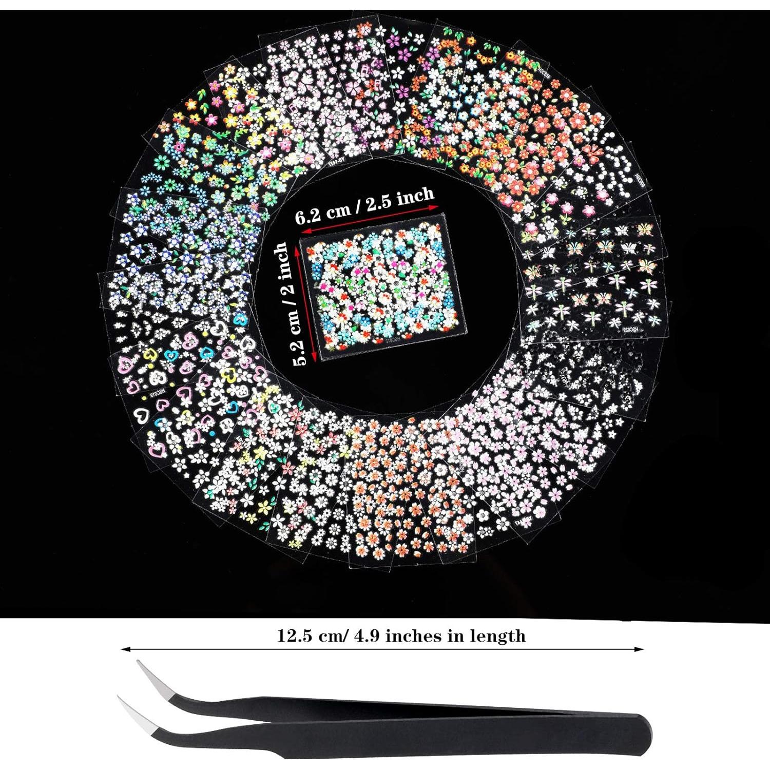 Calcomanías de Uñas 3D Blulu 5000 Pcs Flores Multicolor