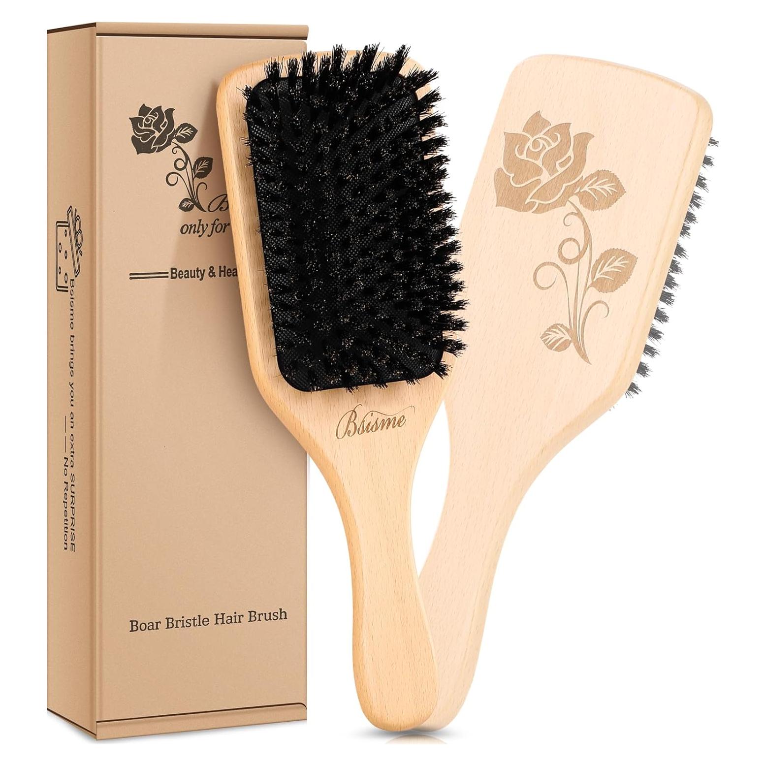 Cepillo de Cerdas de Jabalí Bsisme para Todo Tipo de Cabello