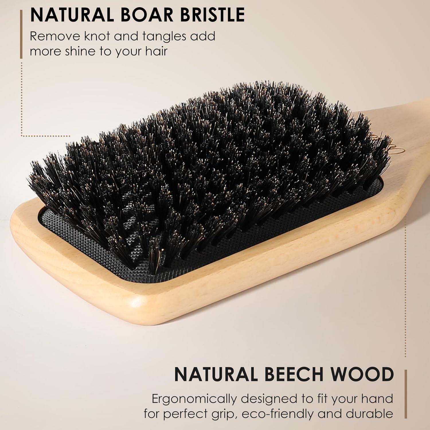 Cepillo de Cerdas de Jabalí Bsisme para Todo Tipo de Cabello