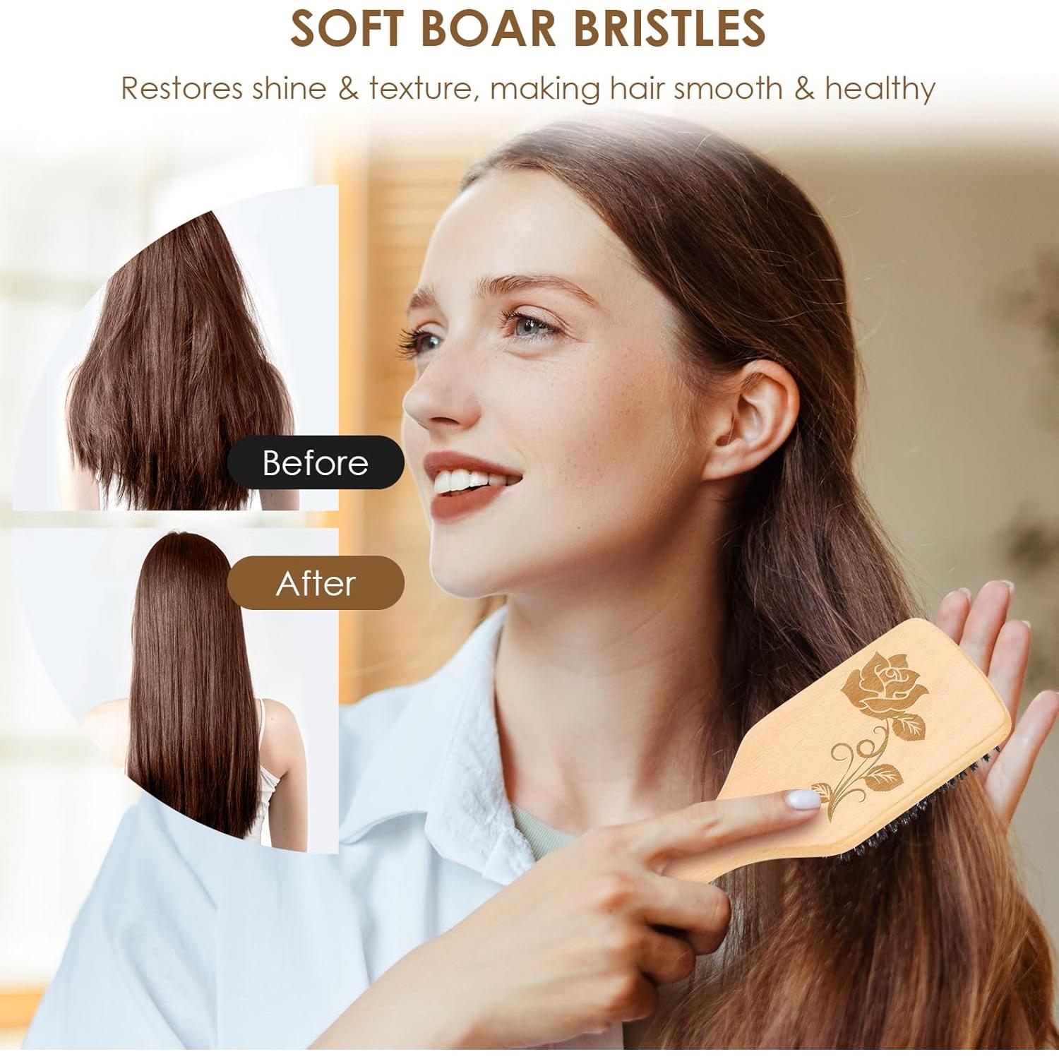 Cepillo de Cerdas de Jabalí Bsisme para Todo Tipo de Cabello