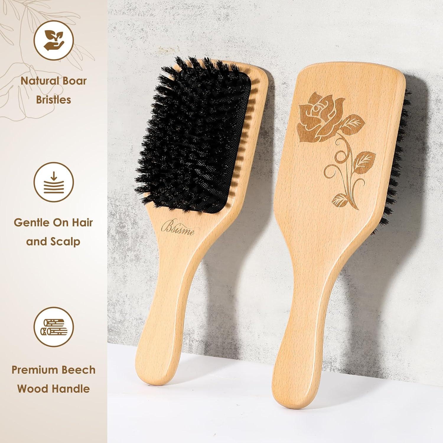 Cepillo de Cerdas de Jabalí Bsisme para Todo Tipo de Cabello