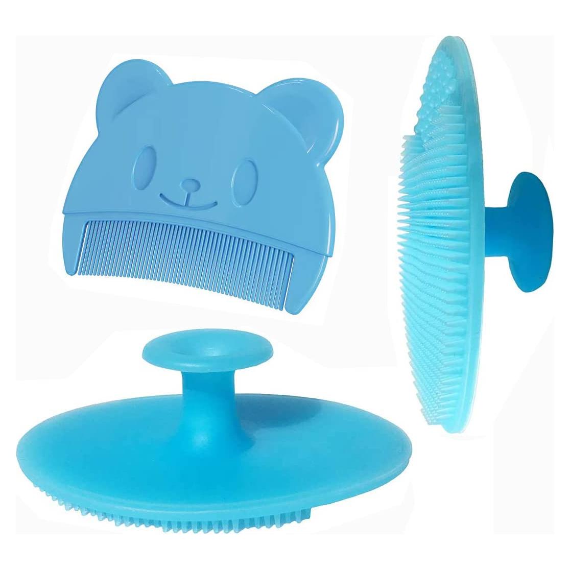 Cepillo de Baño para Bebé Azul - Masajeador de Silicona 3 Piezas