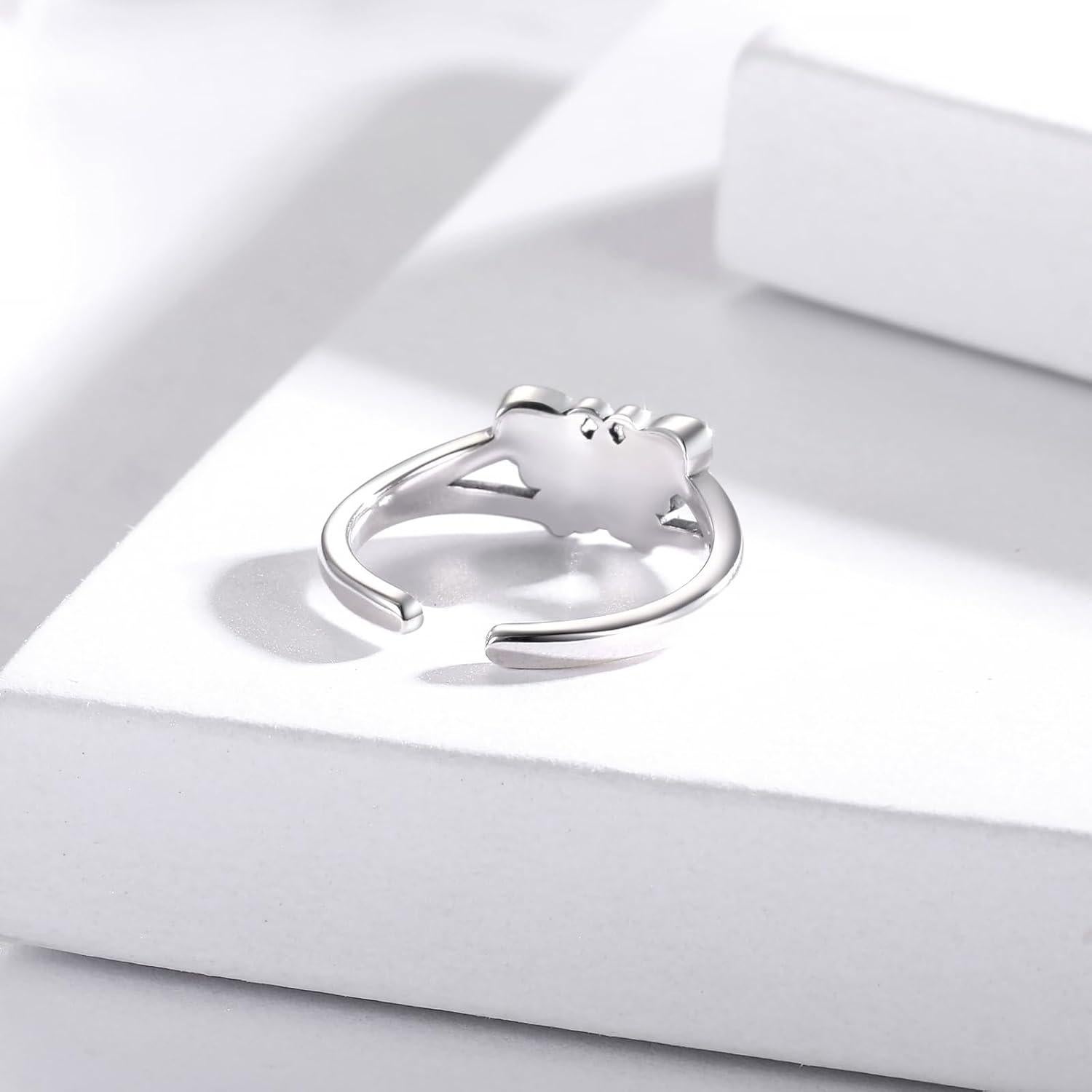 Anillo de Dedo Ajustable de Plata Esterlina 925 Mariposa