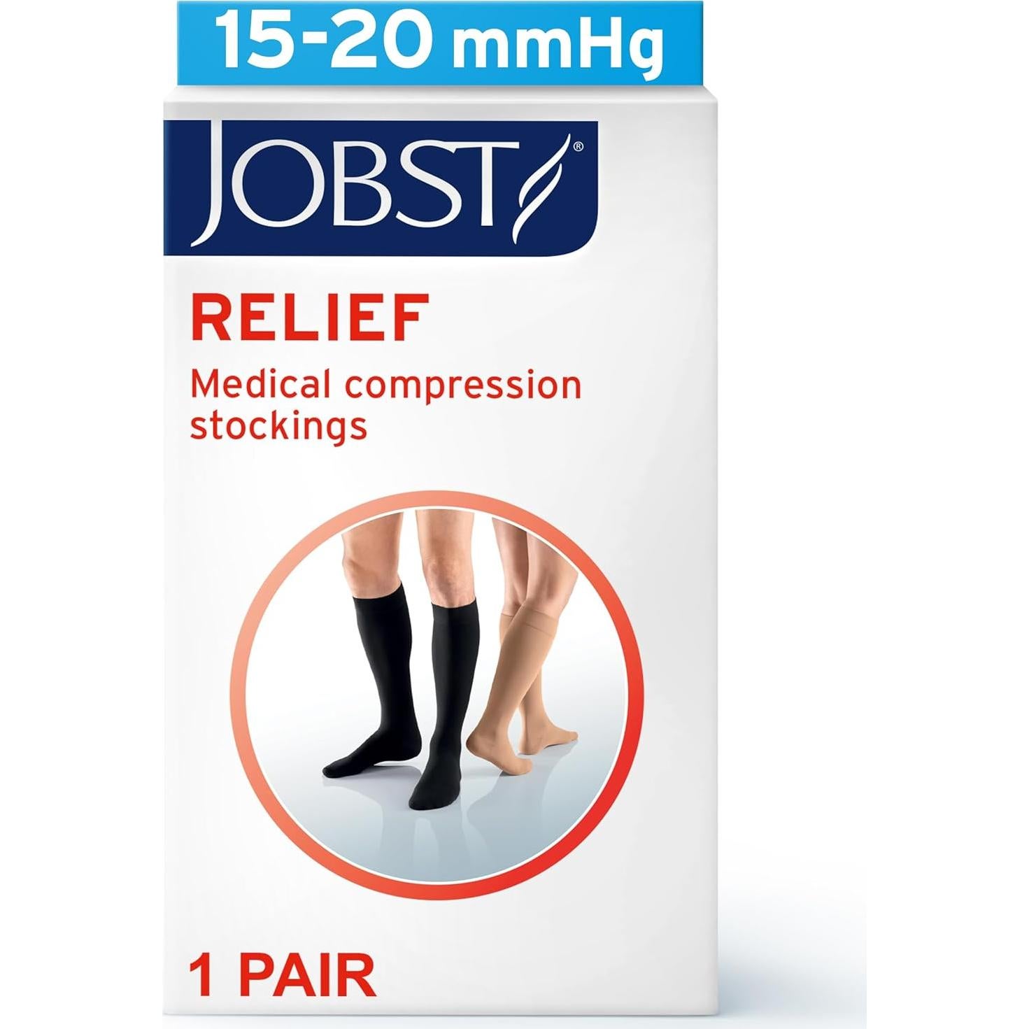 Calcetines de compresión JOBST Relief hasta la rodilla 15-20 mmHg Beige