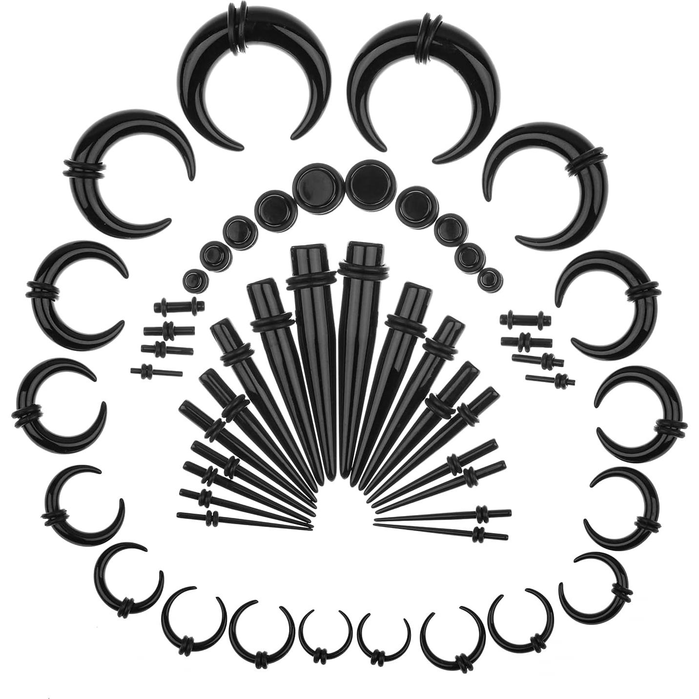 Kit de Estiramiento de Orejas Memsion 54 Piezas 14G a 00G