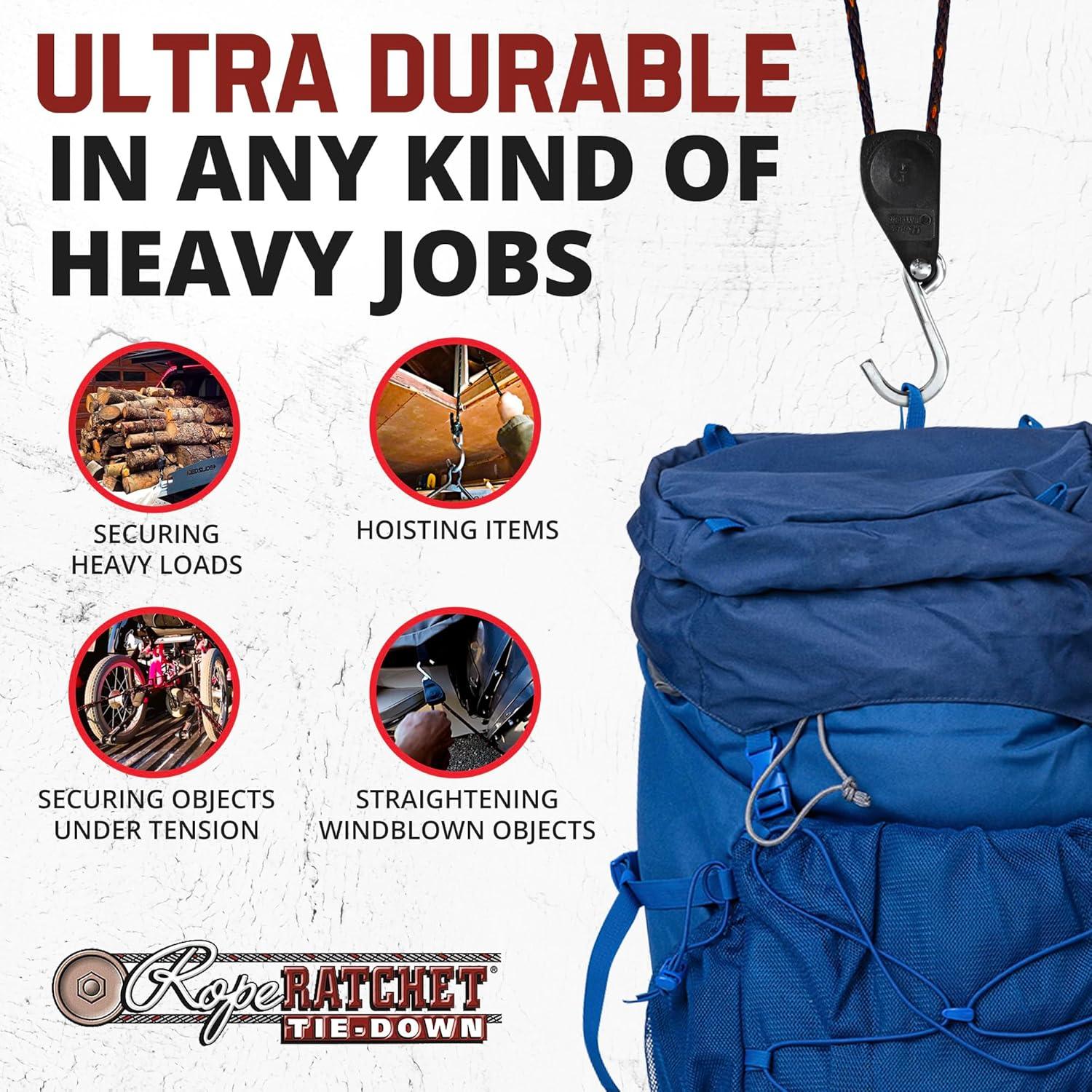 Polea Ajustable Rope Ratchet 2.44m 150kg Carga Marca Rope Ratchet