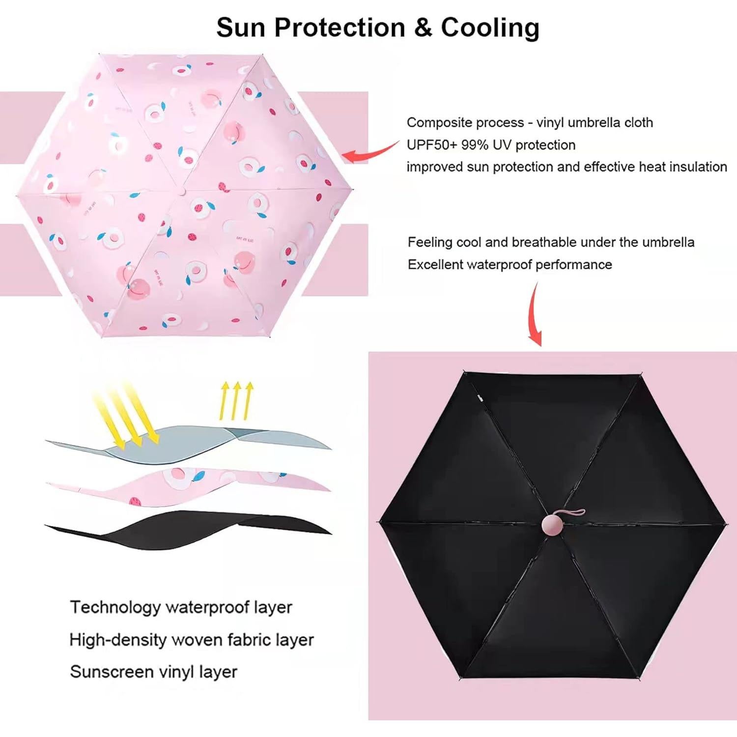 Paraguas Mini Plegable TIME LOVER con Protección UV - 101.6 cm