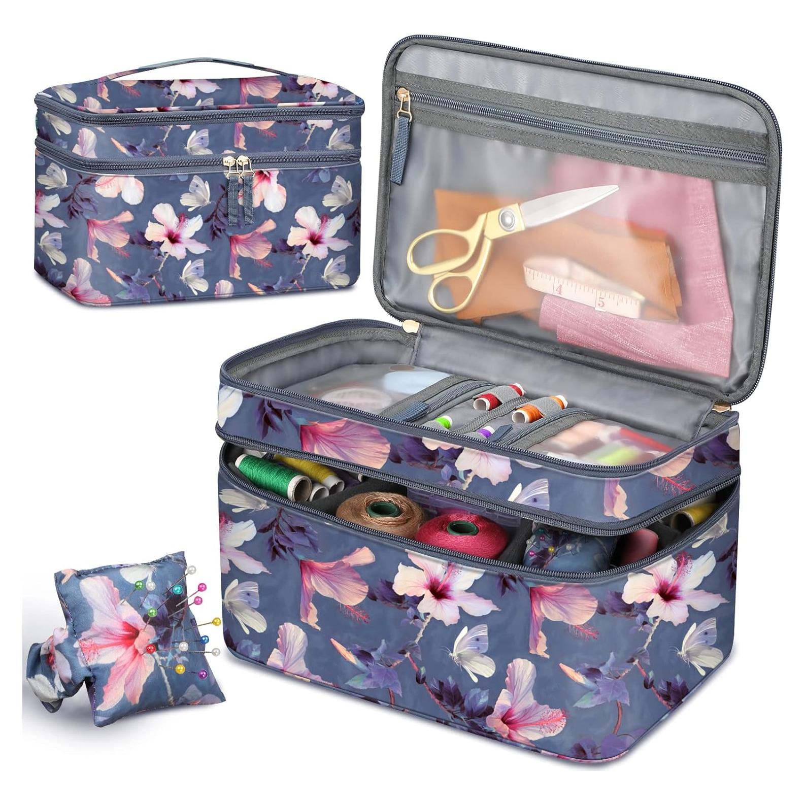 Estuche Organizador de Costura FINPAC Doble Capa Hibisco 31.75x21.59x20.32 cm