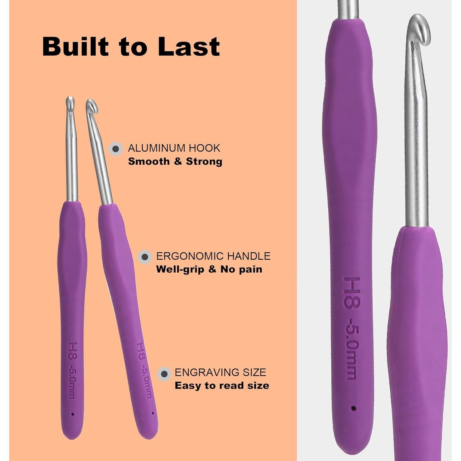 Juego de Ganchillos Ergonómicos Yojob 21 Tamaños 0.5mm-10mm