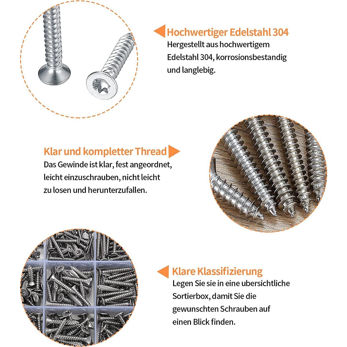 Kit de Tornillos Autoperforantes Torx 400 Pcs Acero Inoxidable