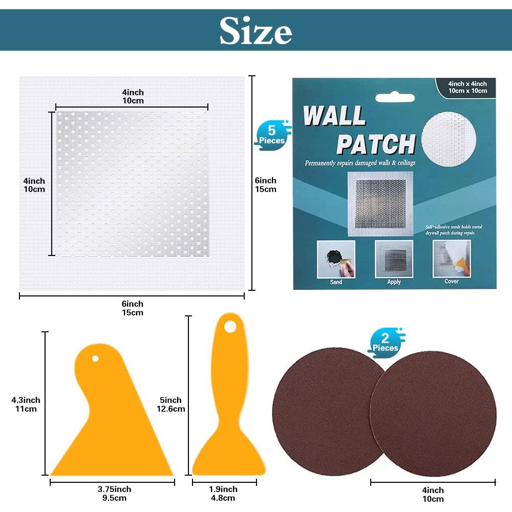 Kit de Parche de Reparación de Paredes Tahikem 5 Piezas 10x10 cm