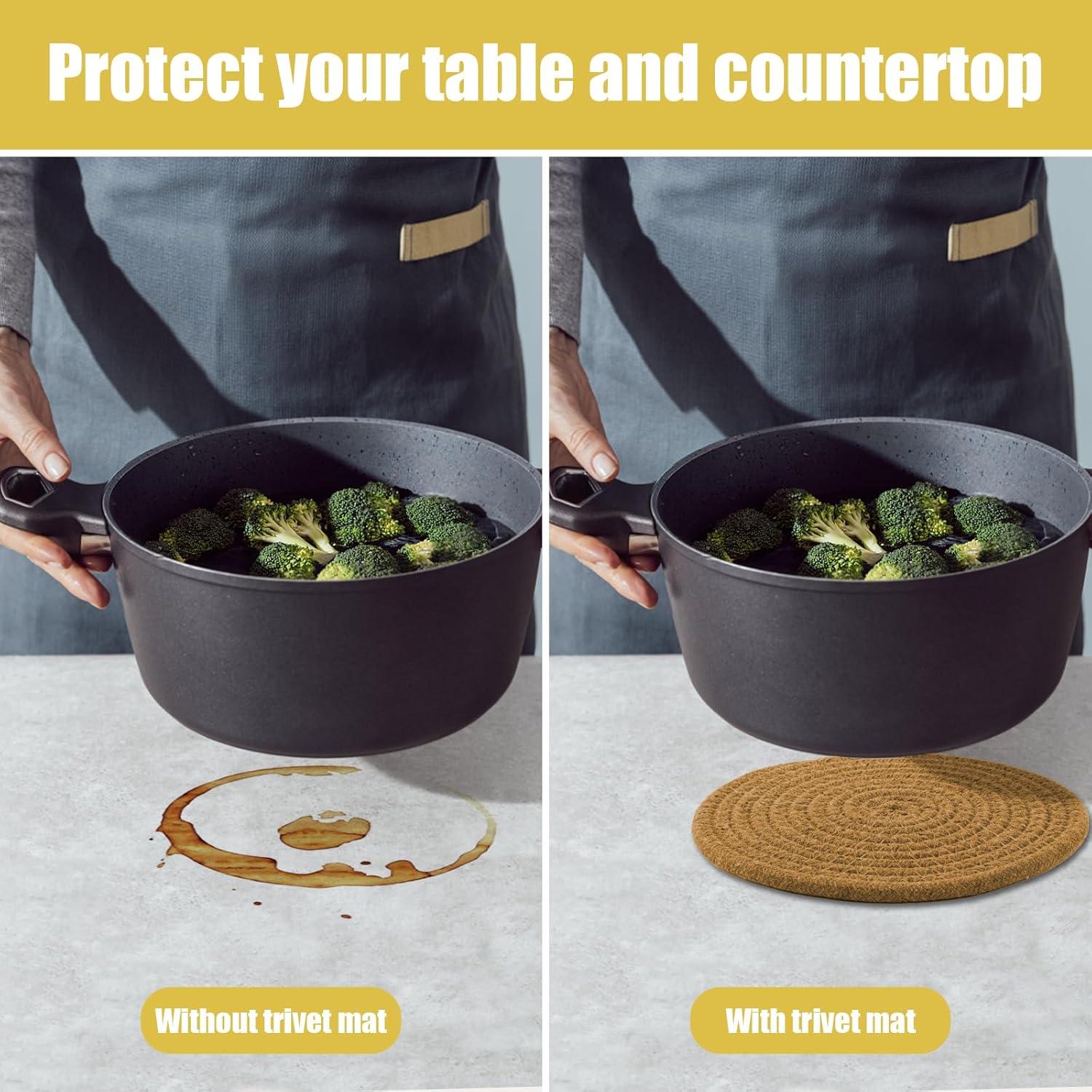 Trivetes de Algodón Washsh 17.78 cm Marrón - 4 Piezas Resistentes al Calor