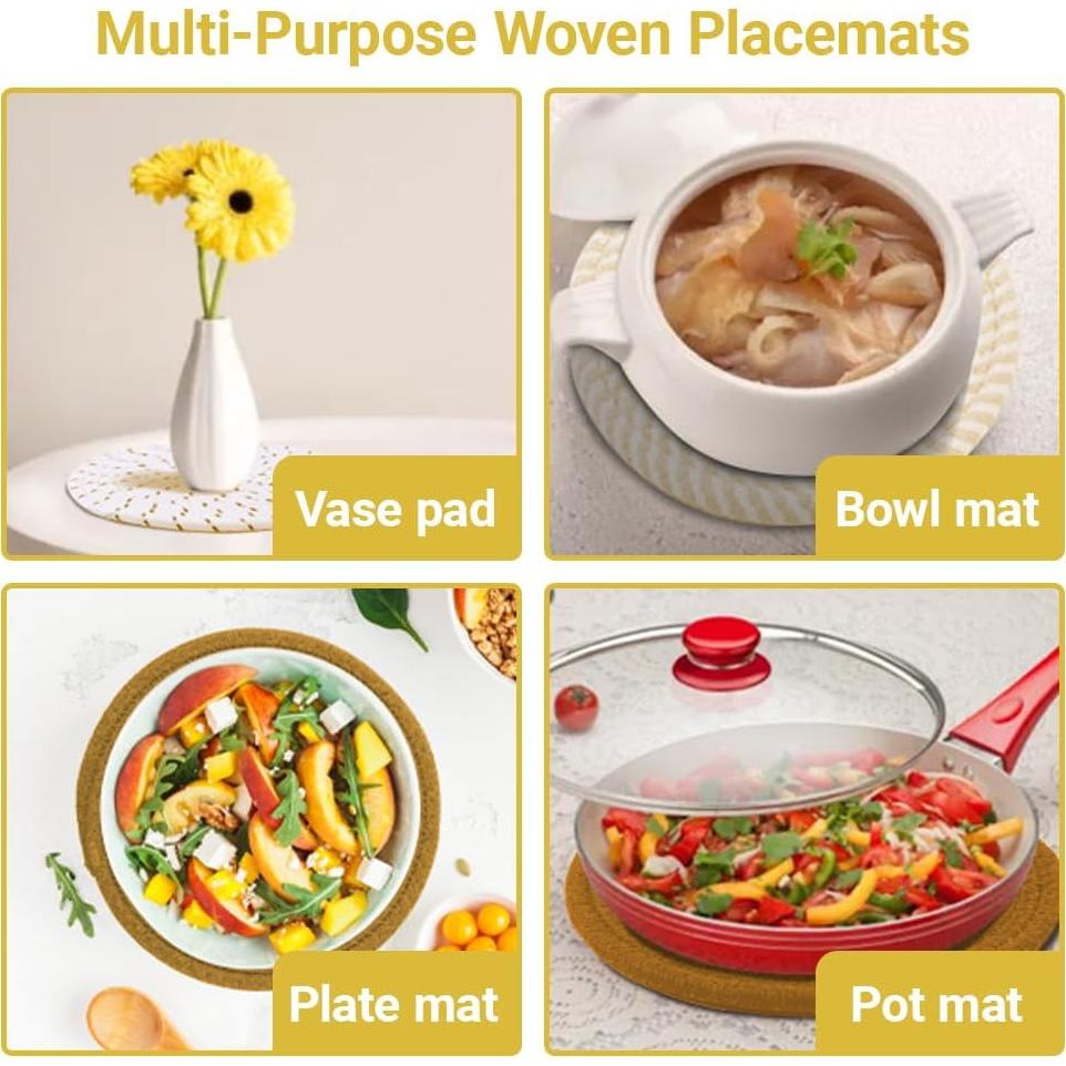 Trivetes de Algodón Washsh 17.78 cm Marrón - 4 Piezas Resistentes al Calor