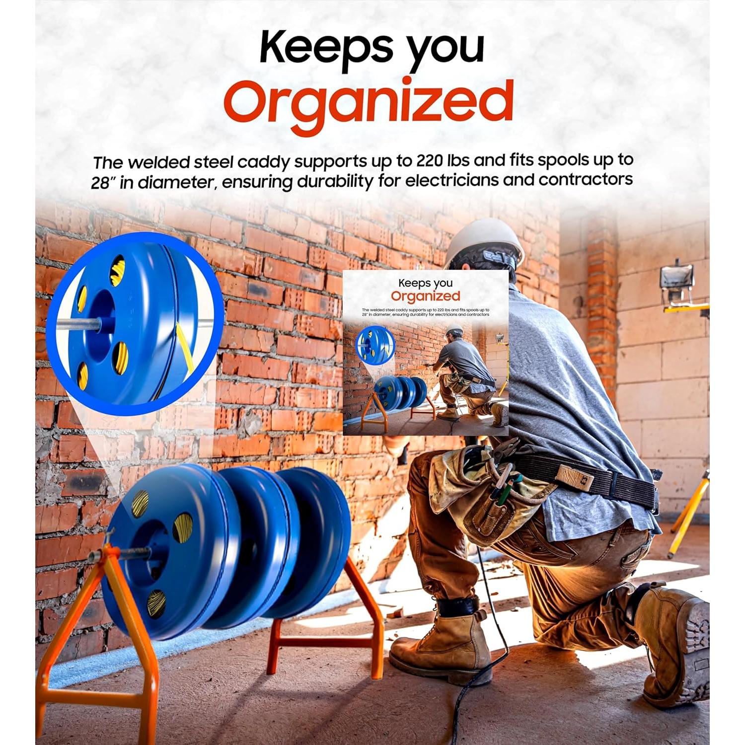 Dispensador de Cable EIP Azul 250 Pies Polipropileno