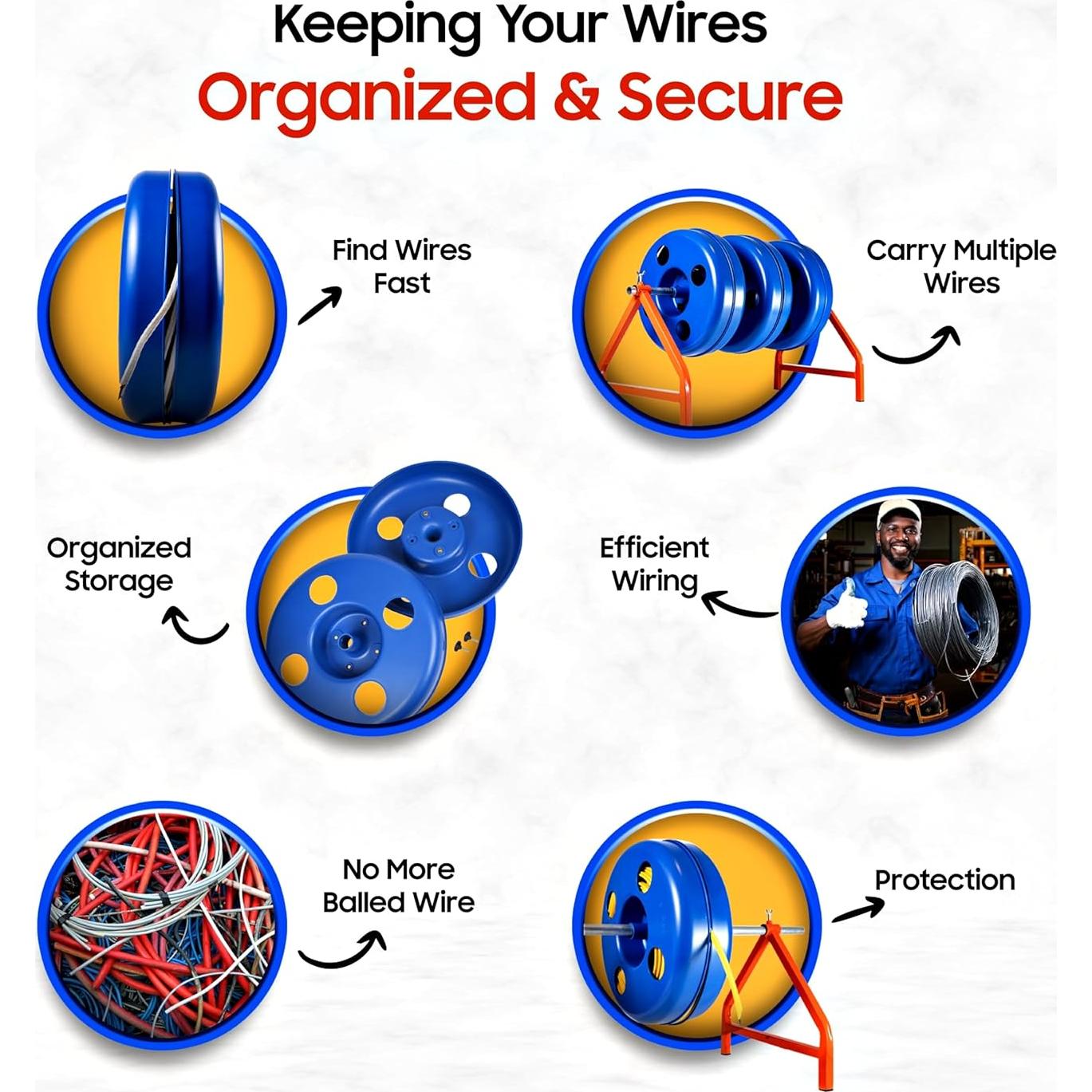 Dispensador de Cable EIP Azul 250 Pies Polipropileno